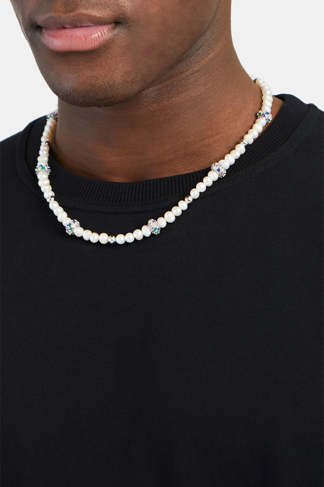 Freshwater Pearl & Multi Iced Ball Necklace - Image 3