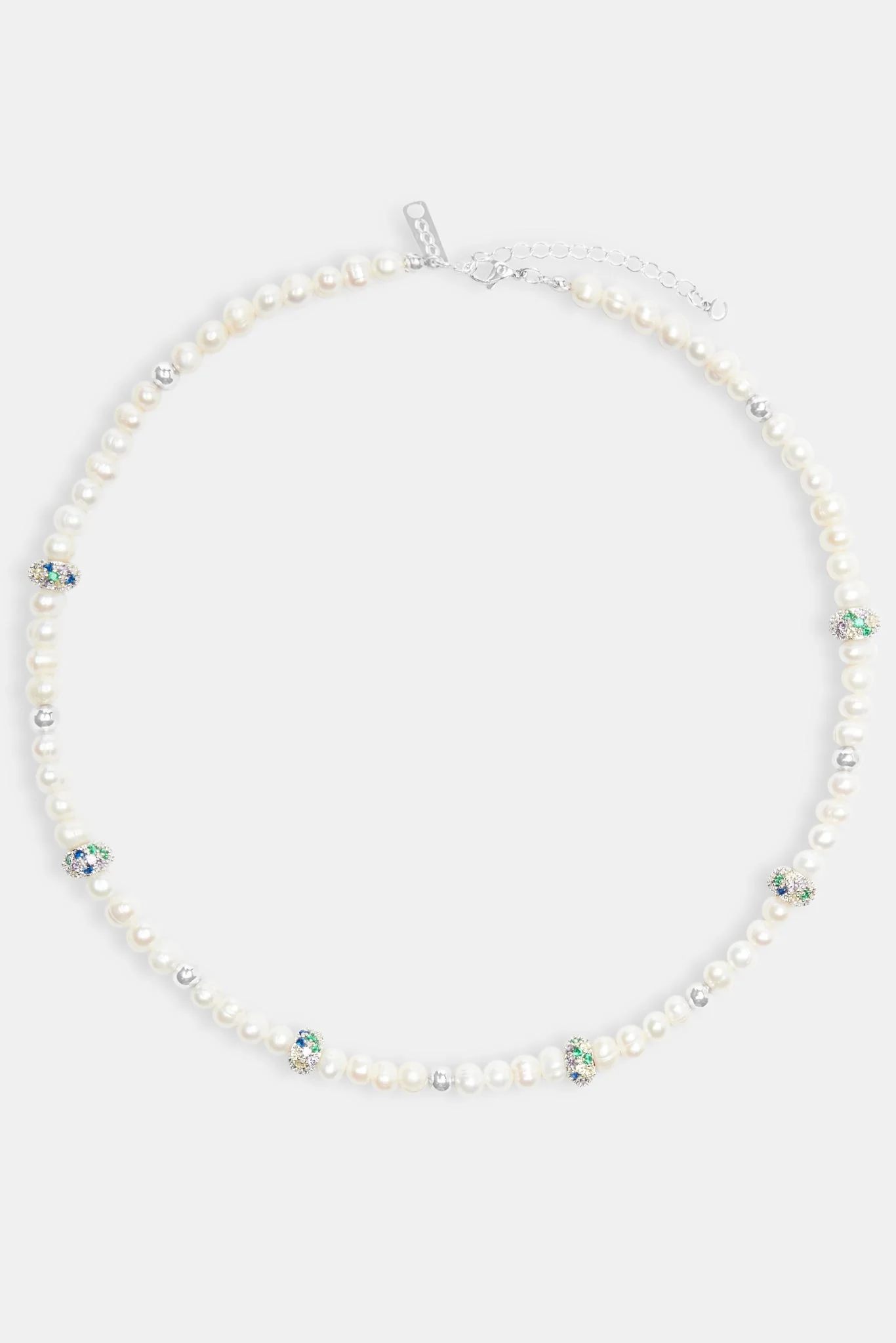 Freshwater Pearl & Multi Iced Ball Necklace - Image 4