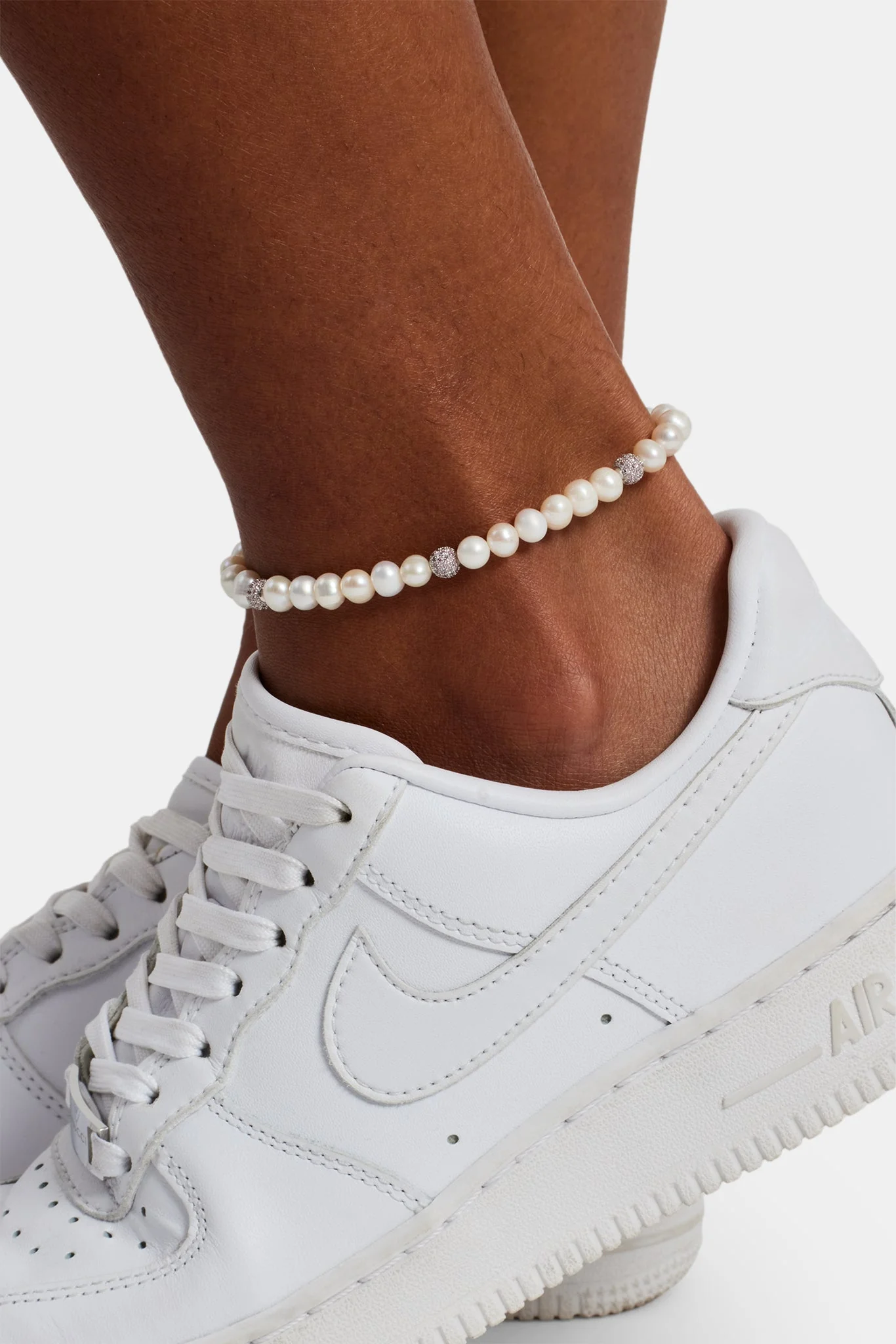 Freshwater Pearl & Pink Iced Ball Anklet - 6mm - Image 2