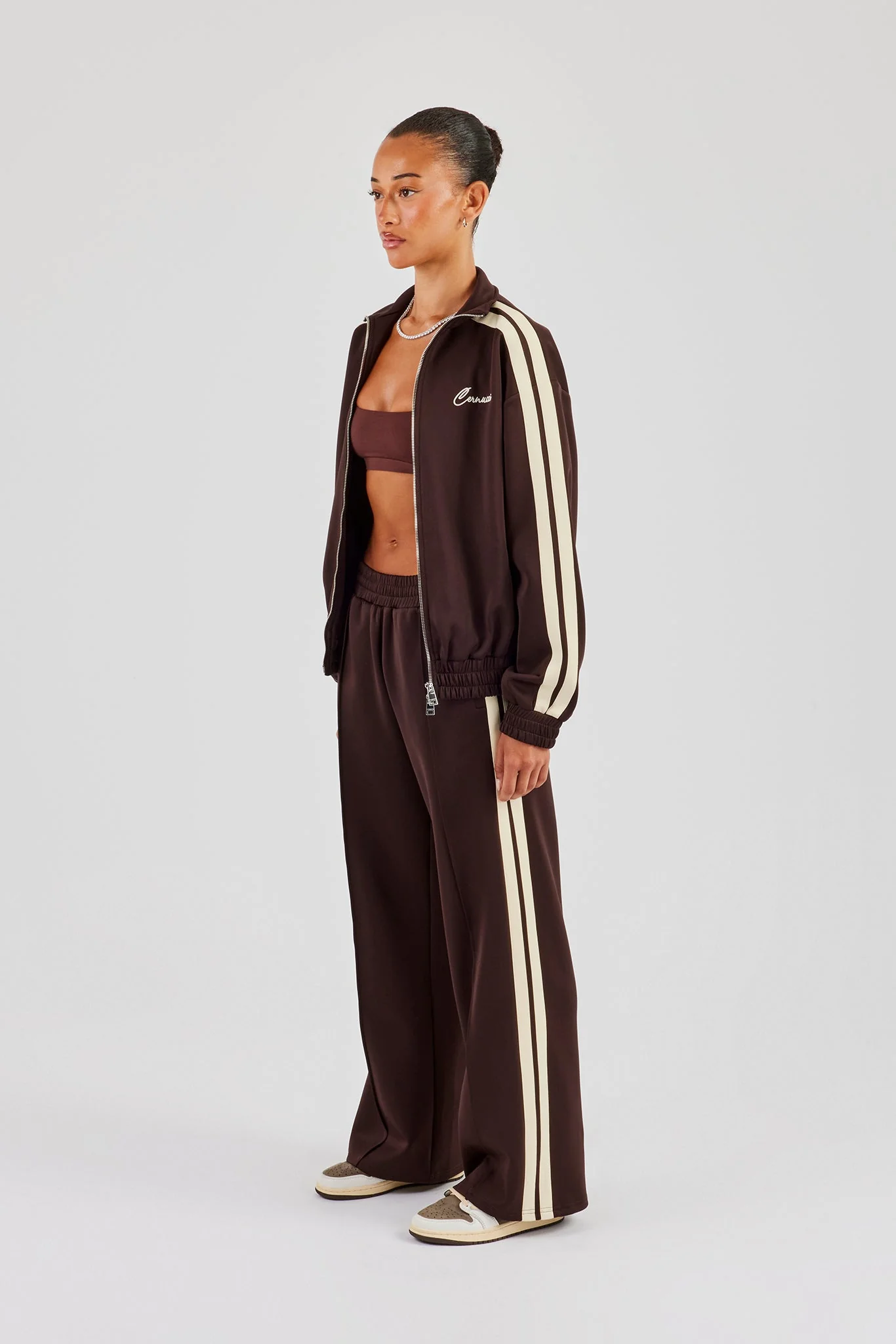 Funnel Neck Butter Yellow Taping Zip Through Tracksuit - Image 3