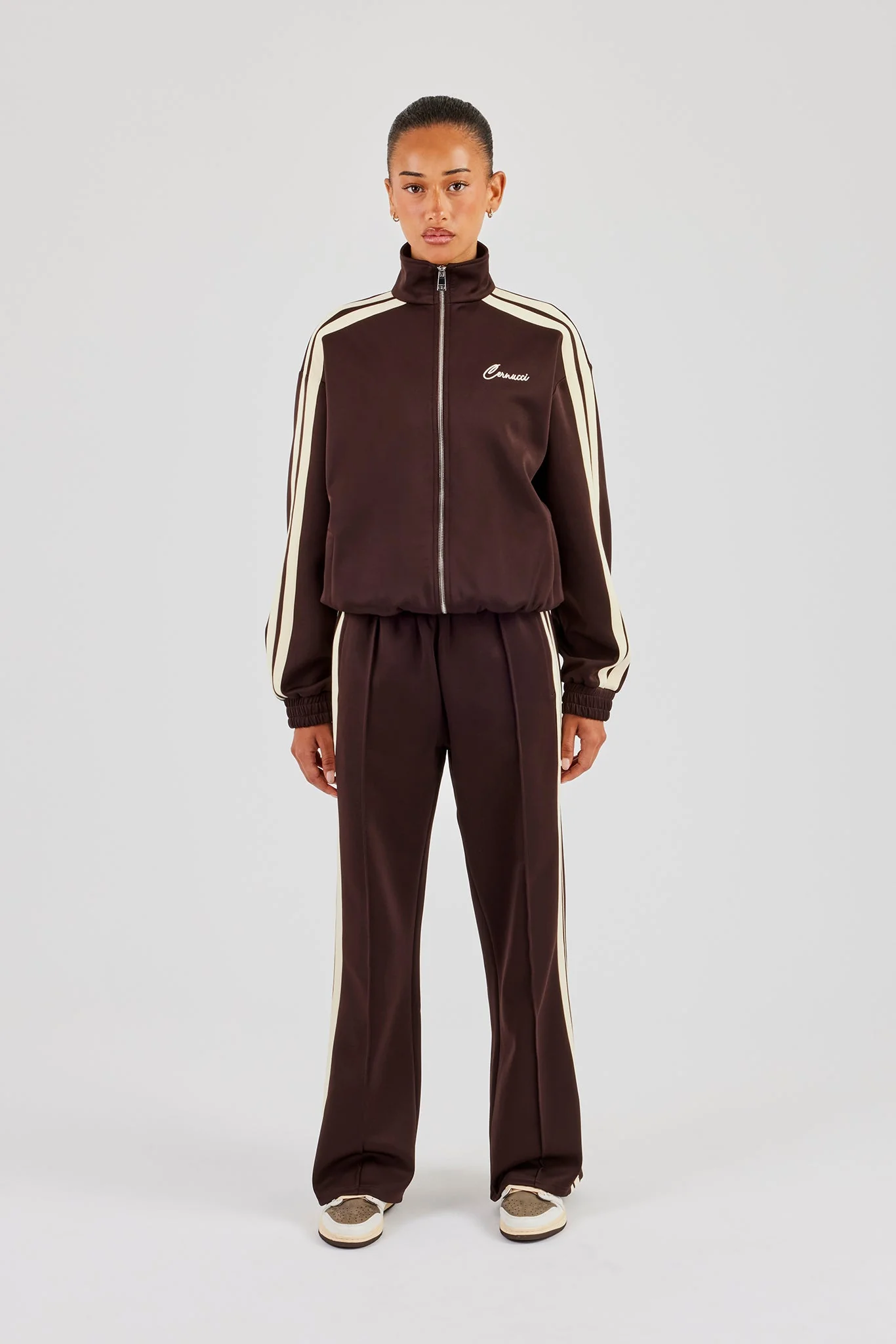 Funnel Neck Butter Yellow Taping Zip Through Tracksuit - Image 5