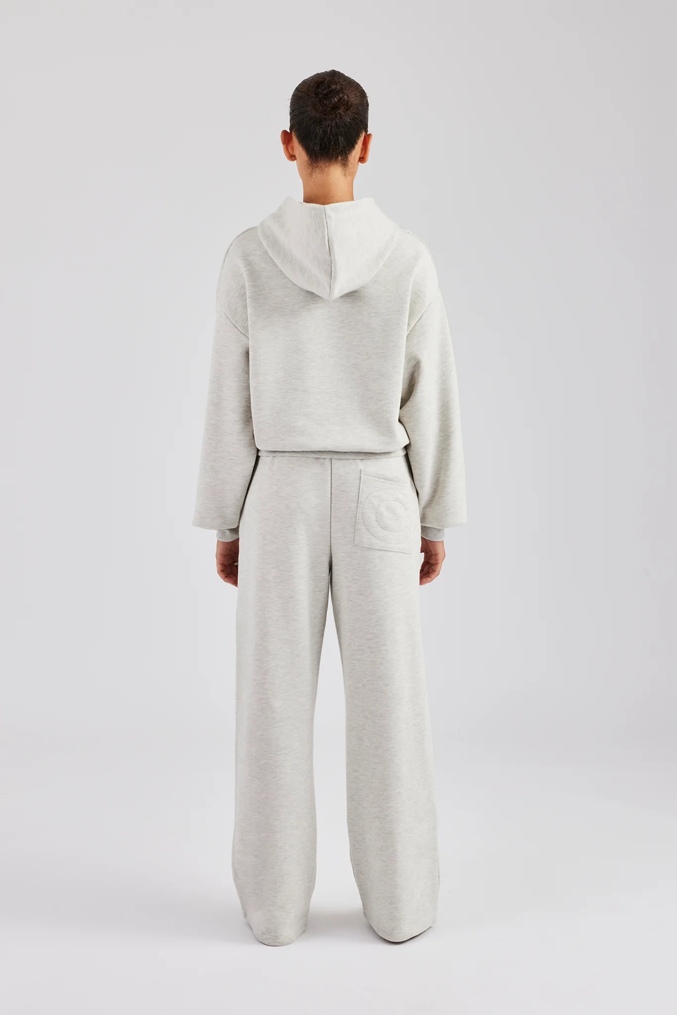 Glitter Applique Oversized Hooded Tracksuit - Ash Grey - Image 4
