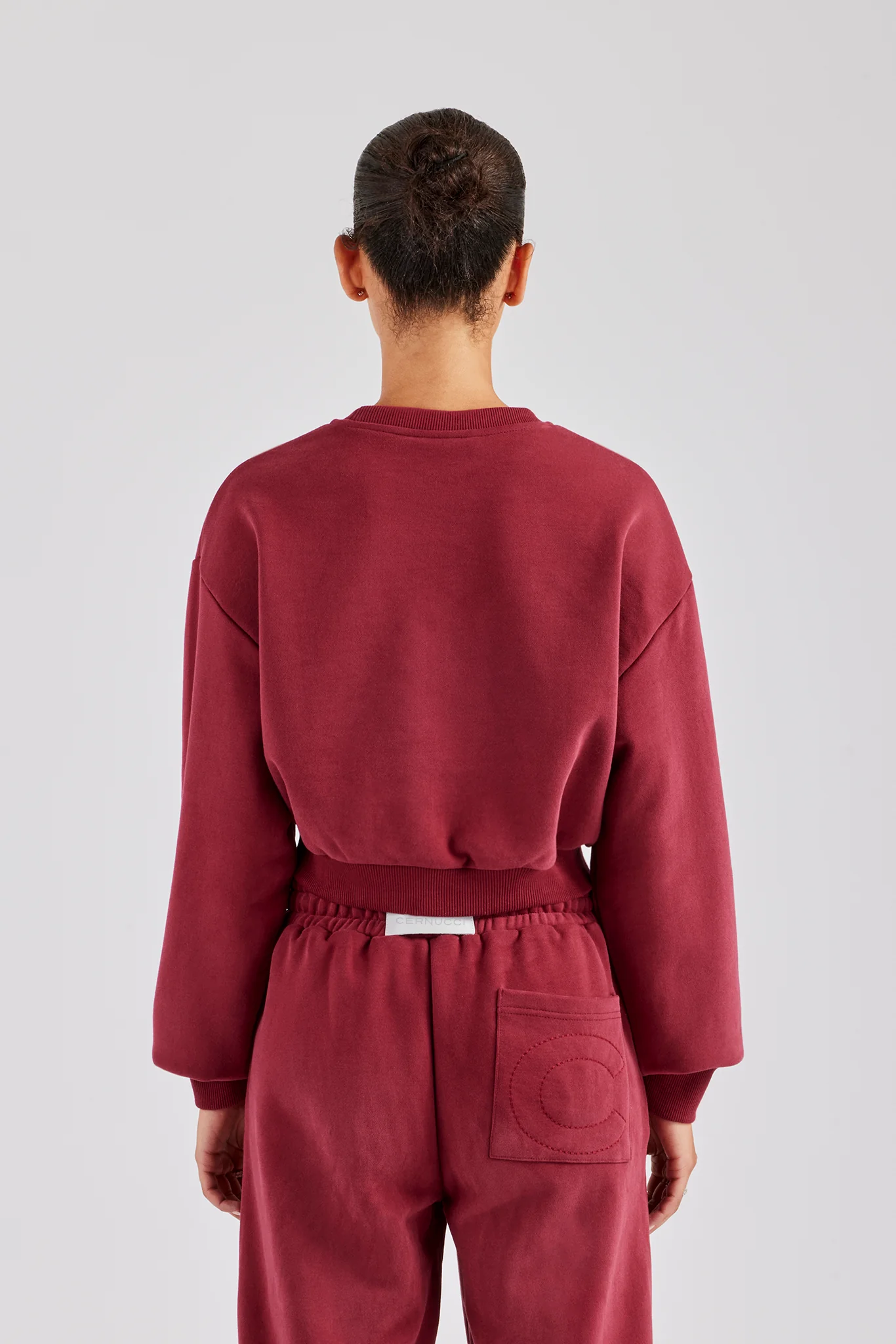 Glitter Applique Cropped Sweatshirt - Cherry Red - Image 4