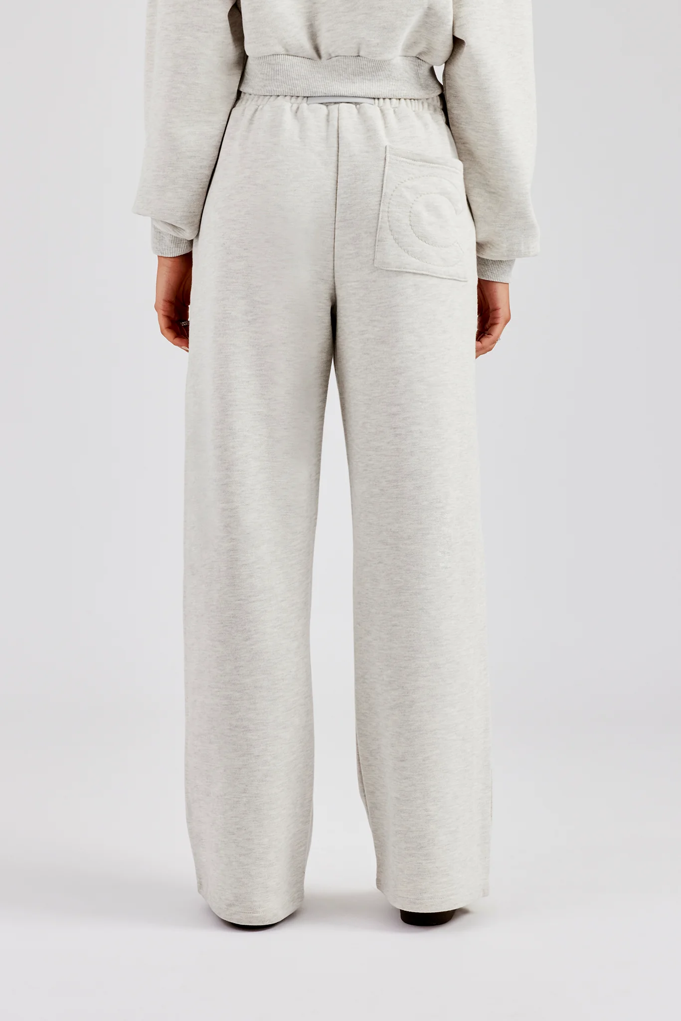 Glitter Applique Wide Leg Jogger - Ash Grey - Image 2