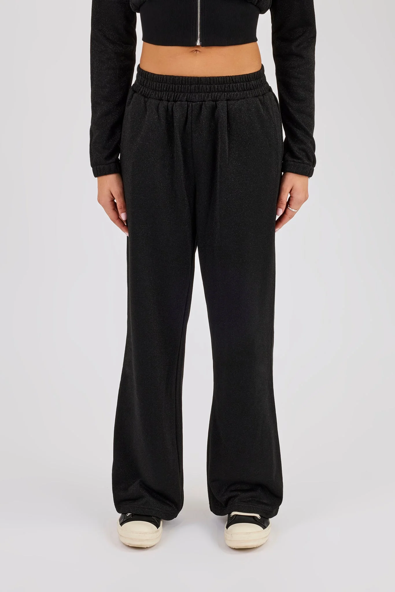 Glitter Wide Leg Jogger - Black - Image 3