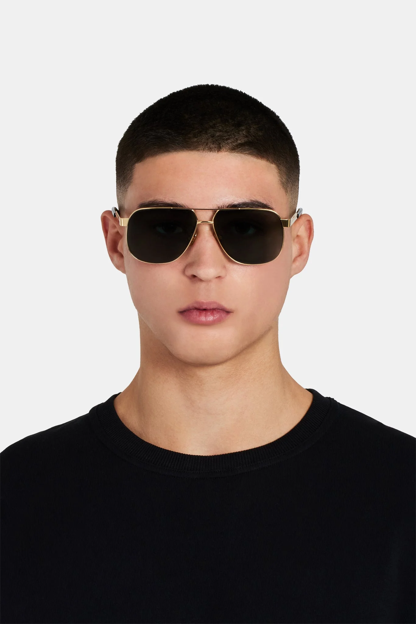 Gold Aviator Sunglasses - Black - Image 4