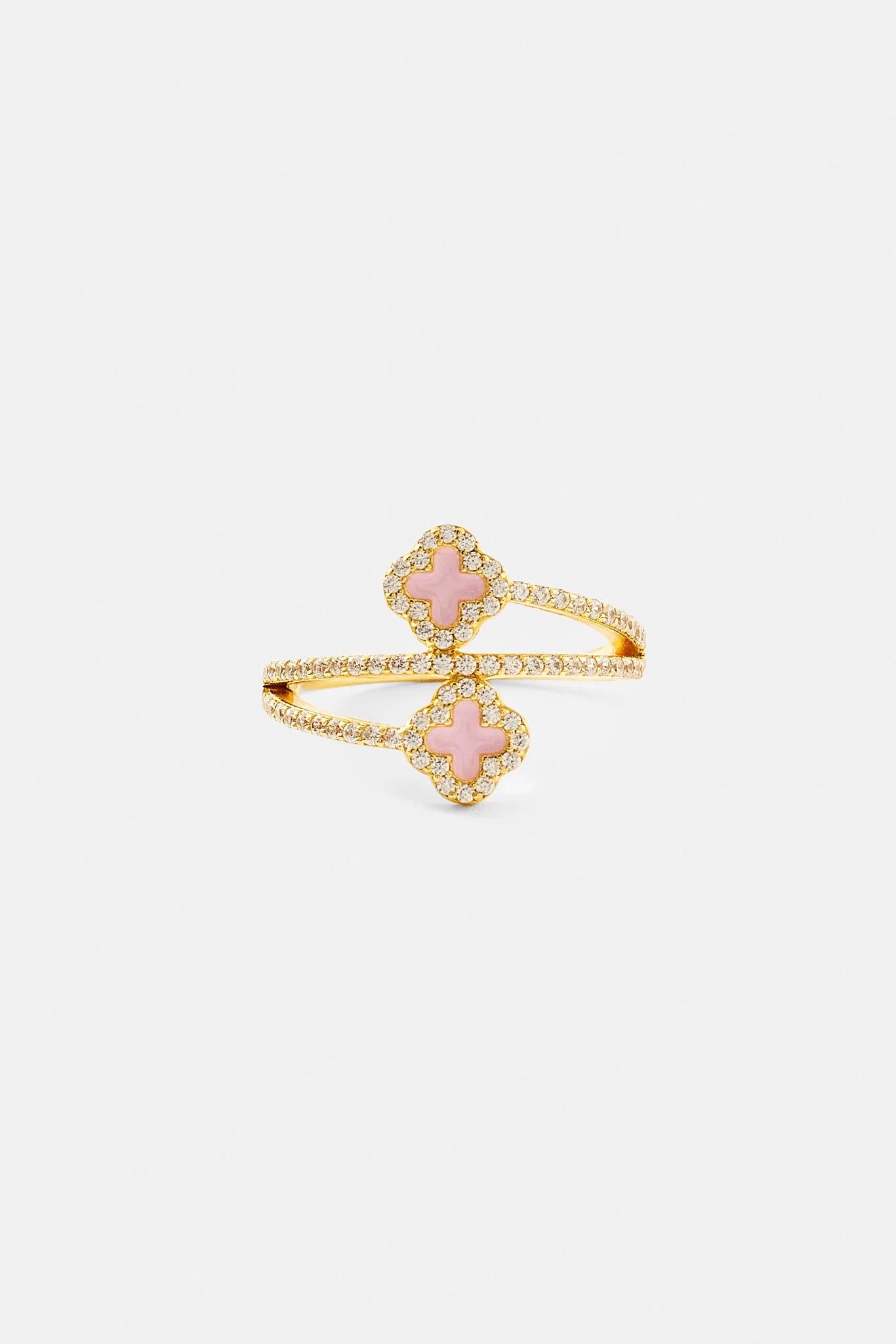 Gold Plated 925 15mm Pink Enamel Motif Twist Ring - Image 3
