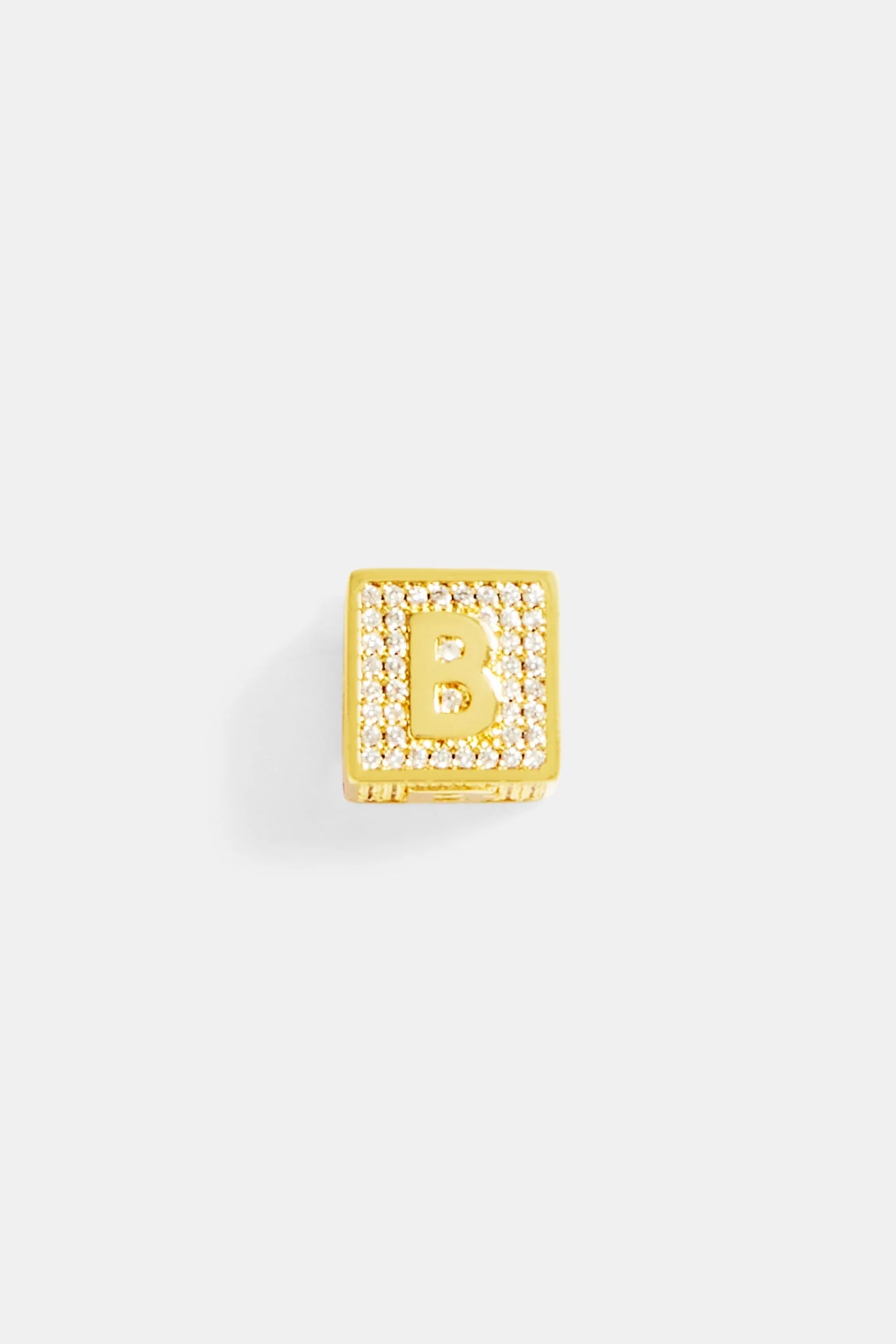 Gold Plated Iced B Letter Block Pendant - Image 2