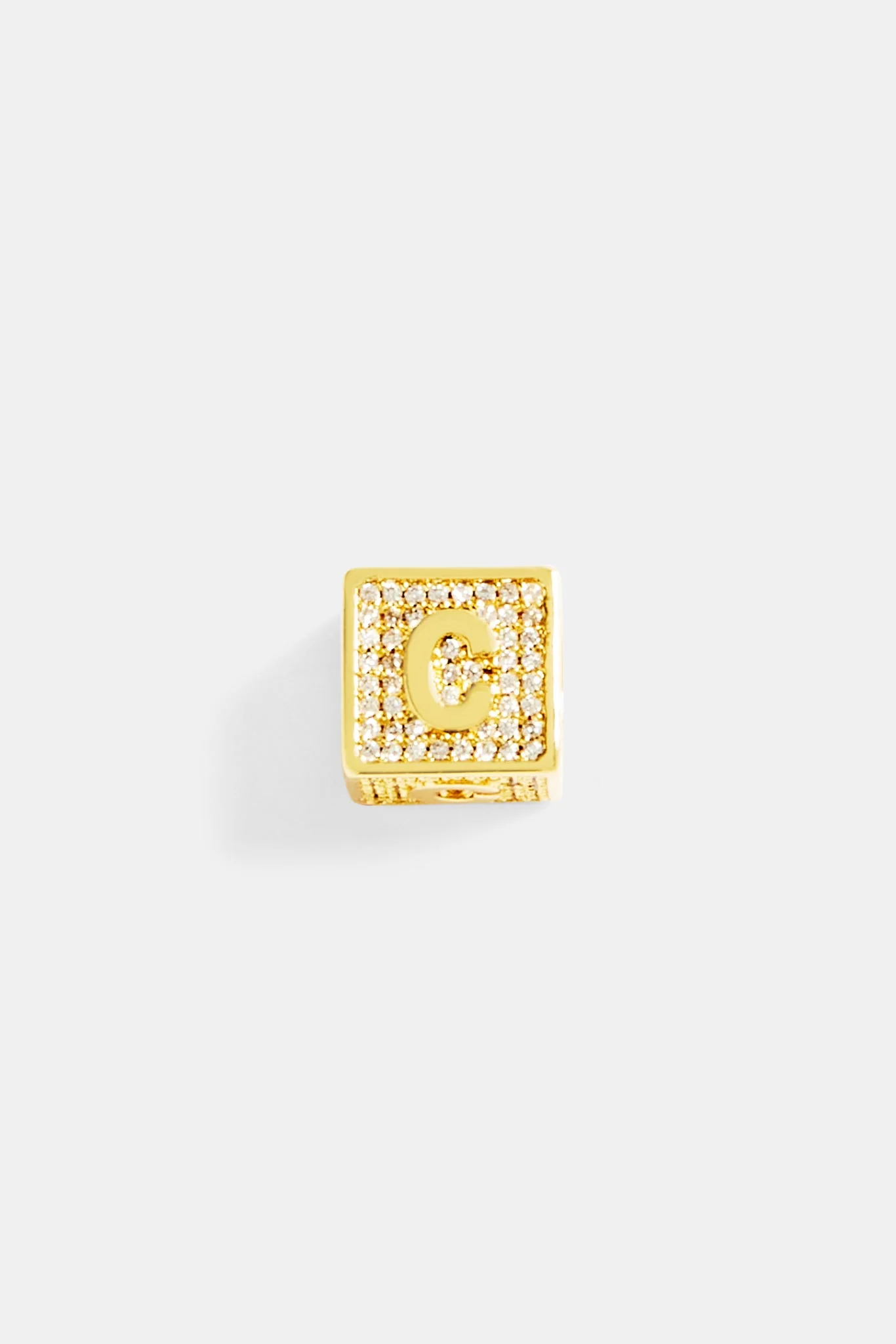 Gold Plated Iced C Letter Block Pendant - Image 2