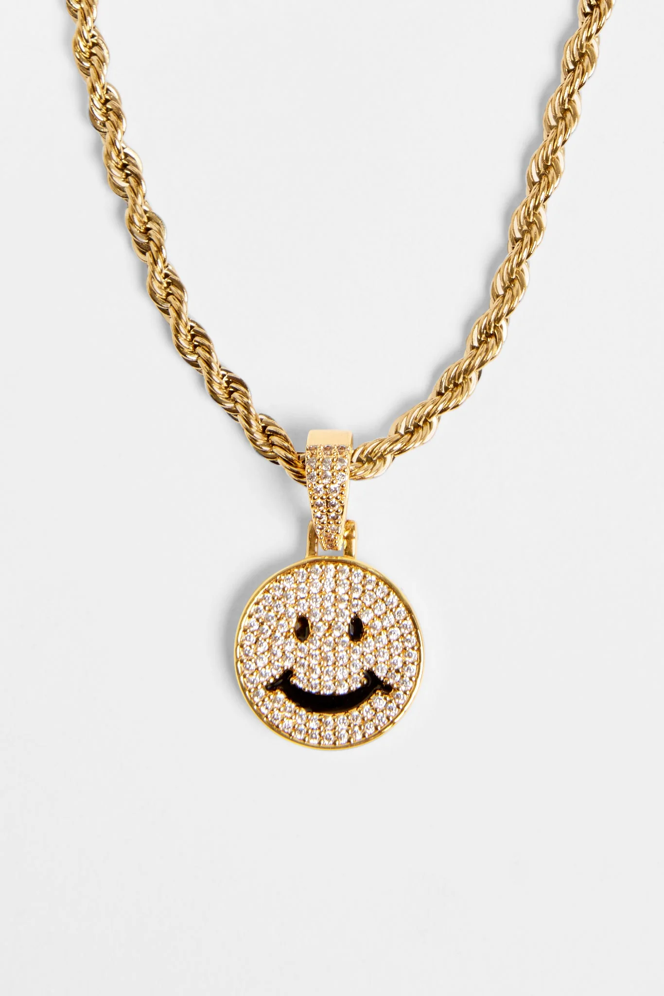 Gold Plated Iced CZ Happy Face Pendant - Image 6