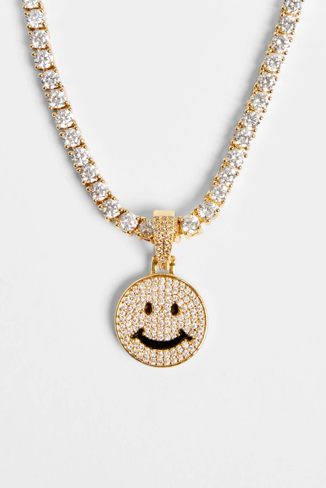 Gold Plated Iced CZ Happy Face Pendant - Image 7