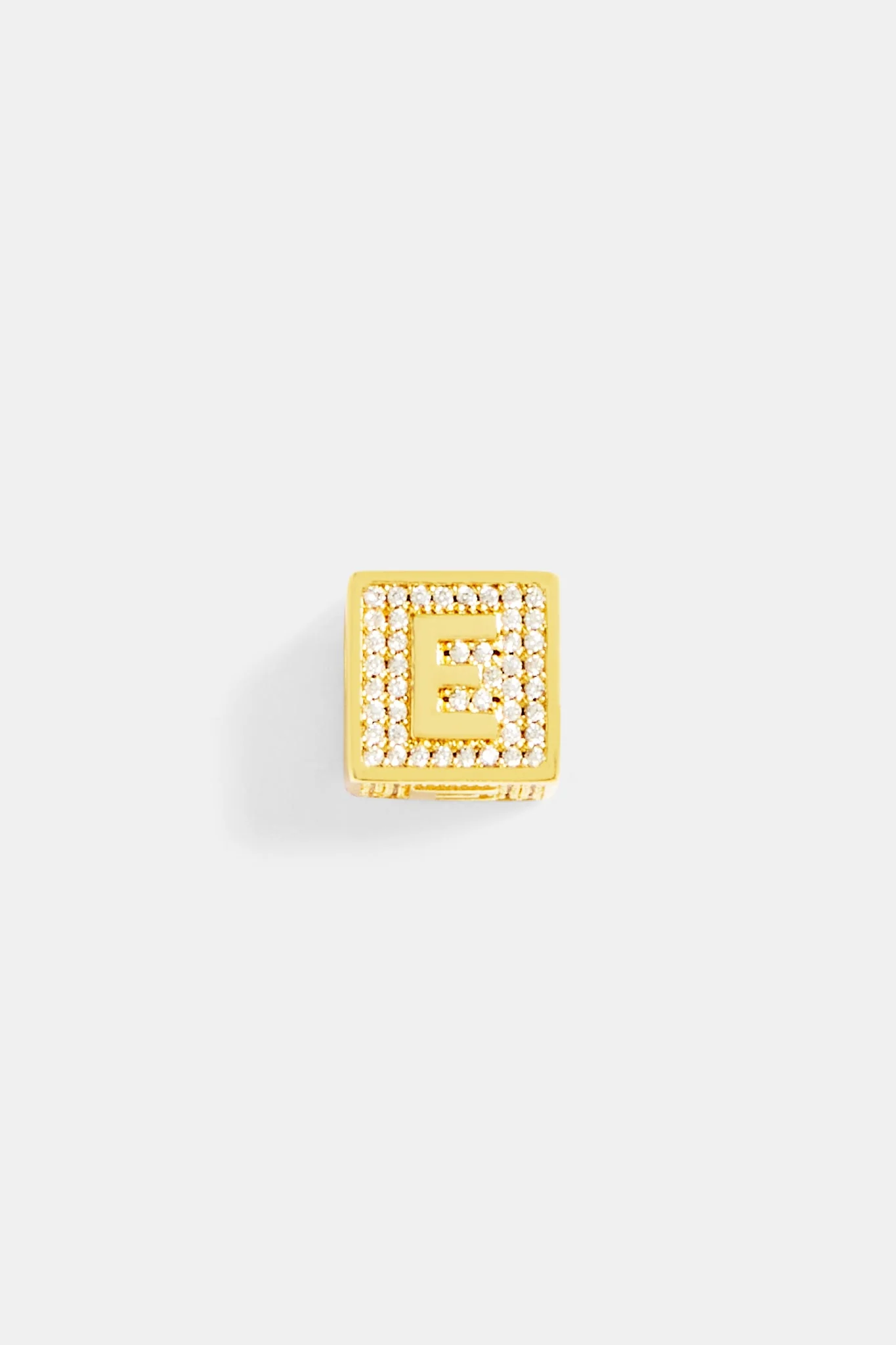 Gold Plated Iced E Letter Block Pendant - Image 2
