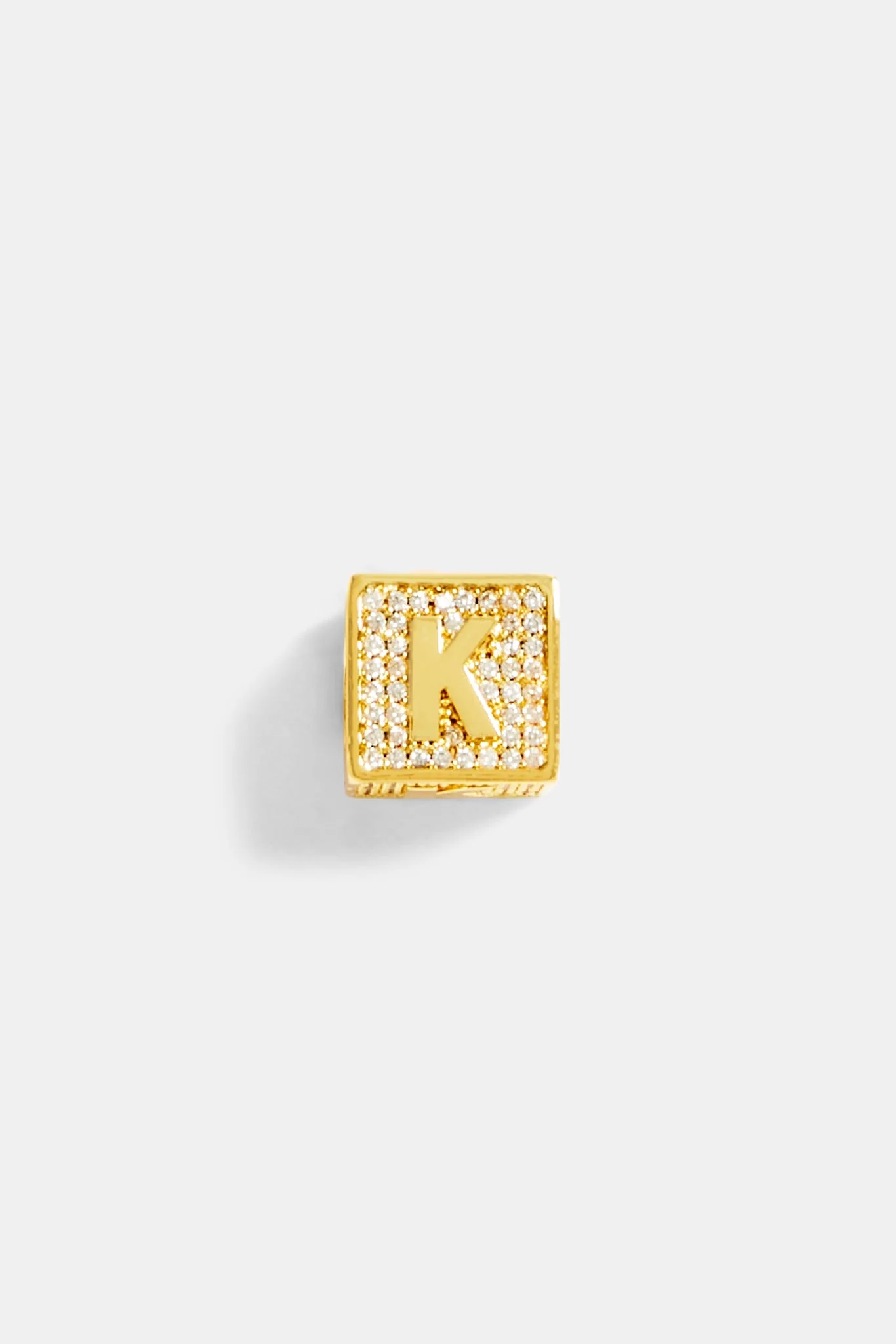 Gold Plated Iced K Letter Block Pendant - Image 2