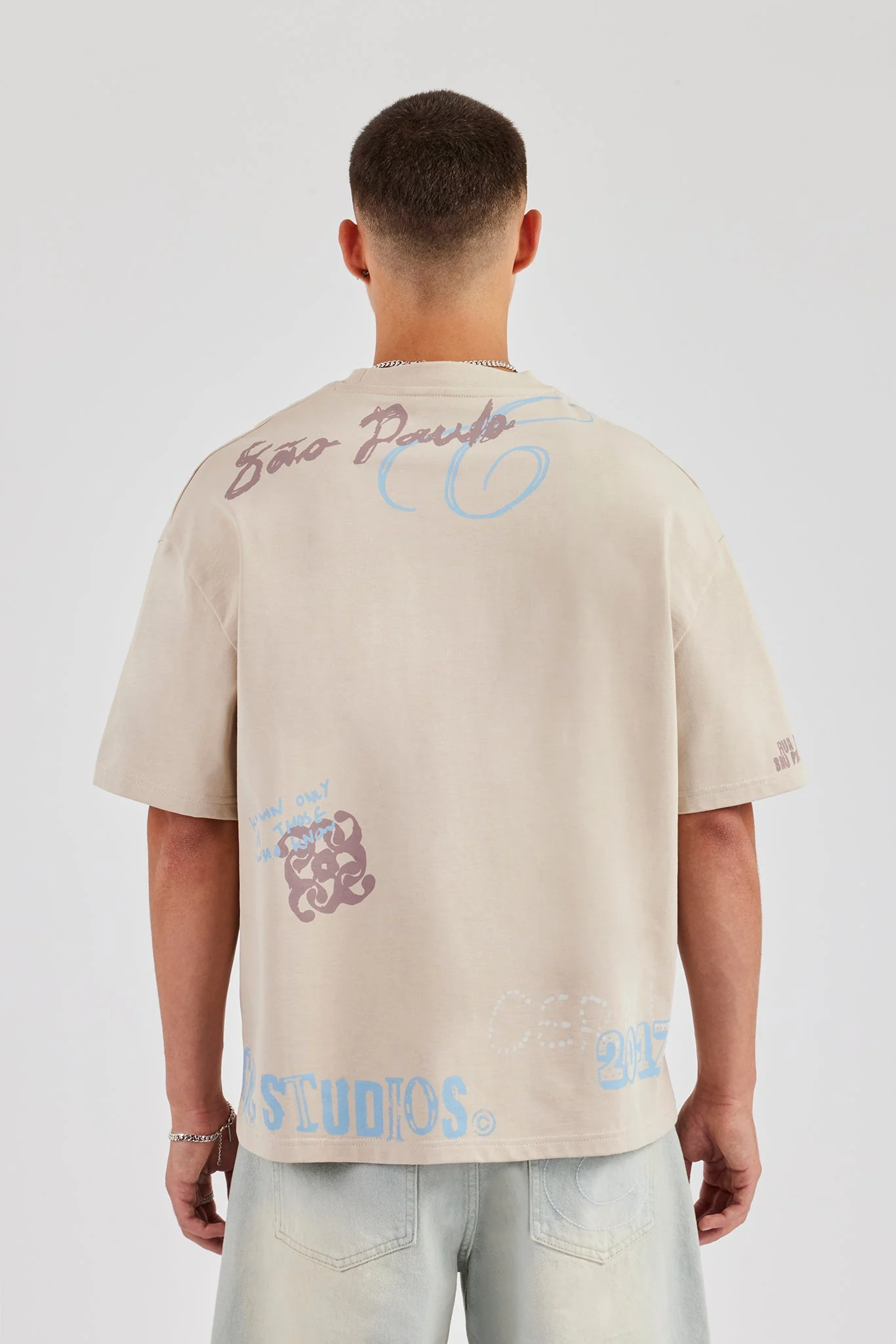 Graffiti Oversized T-Shirt - Stone - Image 3