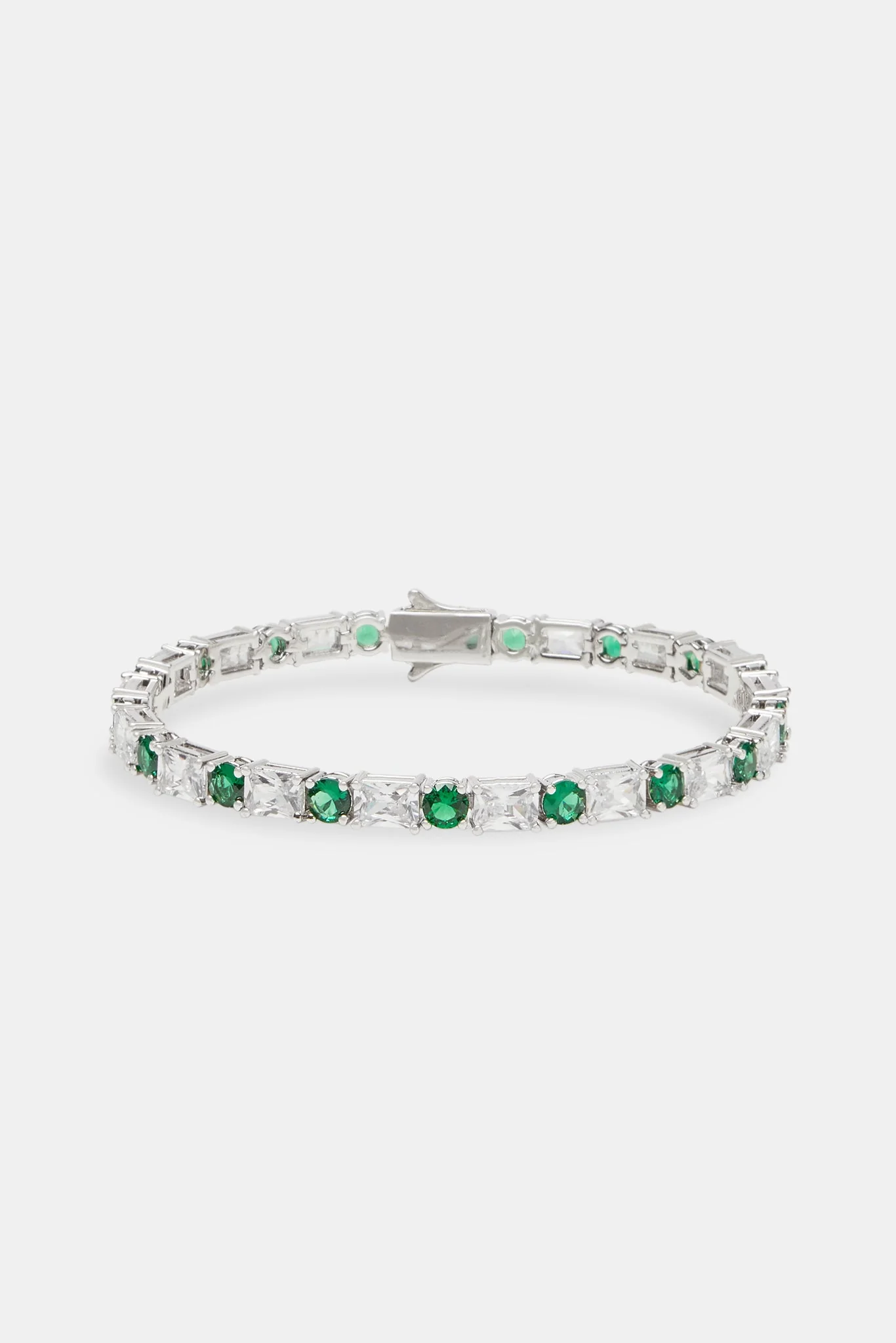 Green & Clear Mixed Shape Tennis Bracelet - 8mm