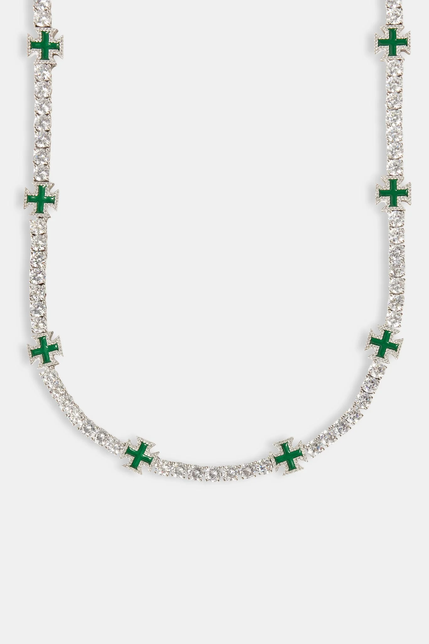 Green Cross Motif Tennis Chain - 5mm - Image 2