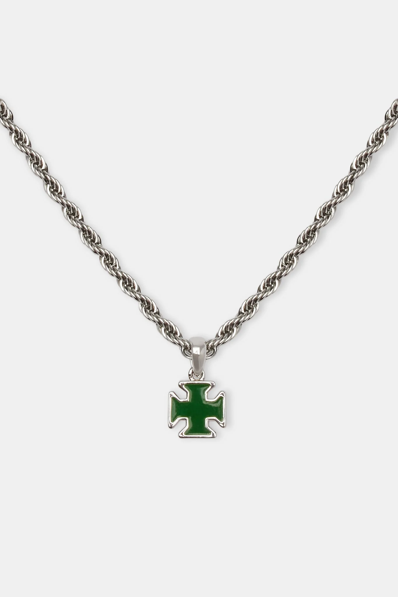 Green Enamel Cross Motif Necklace - 10mm - Image 2
