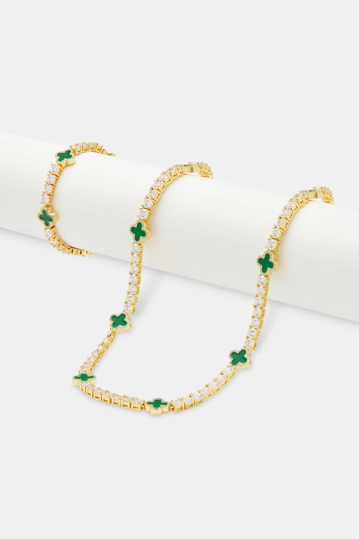 Green Motif Tennis Chain & Bracelet - Image 2