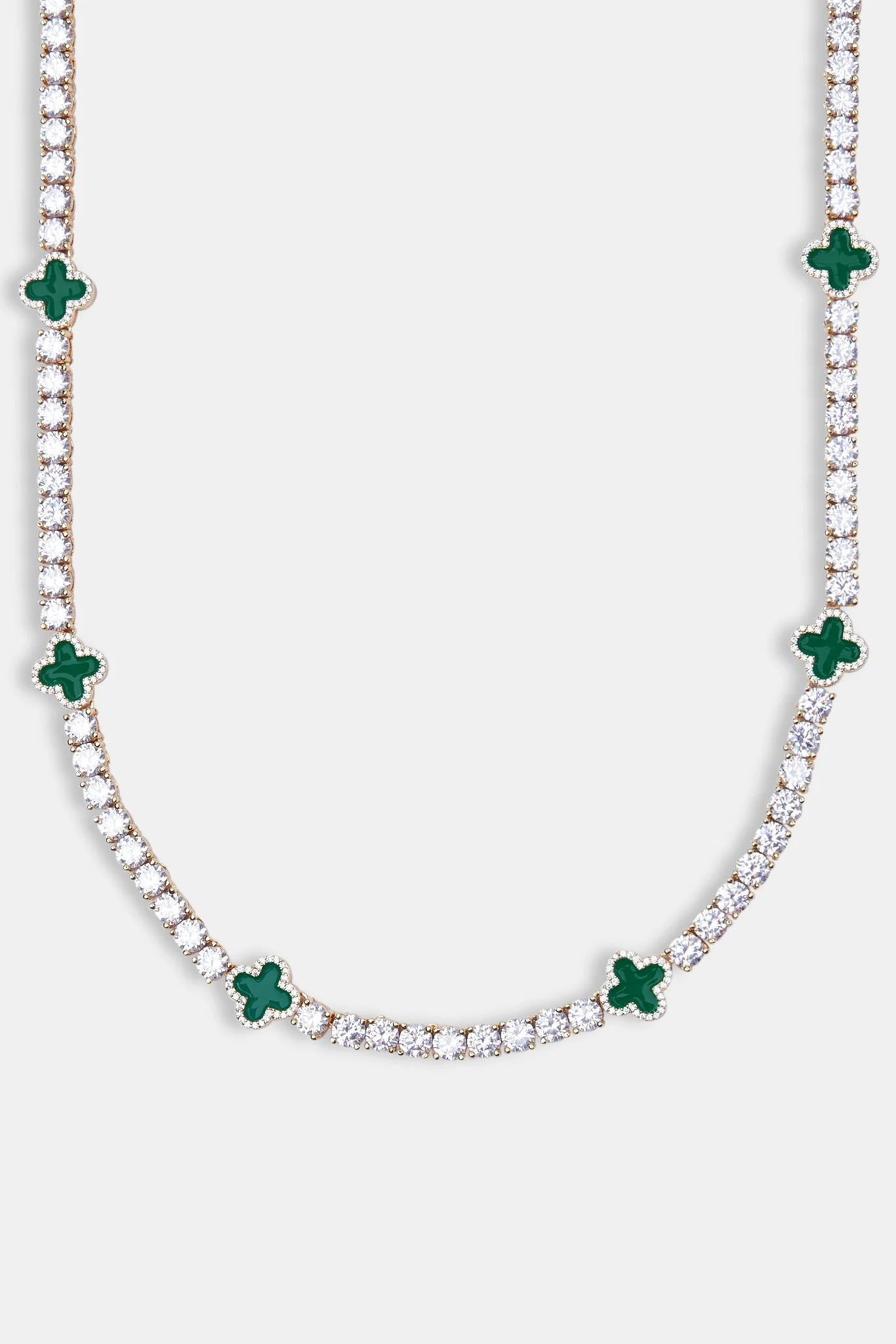 Green Motif Tennis Chain - Gold 5mm - Image 2