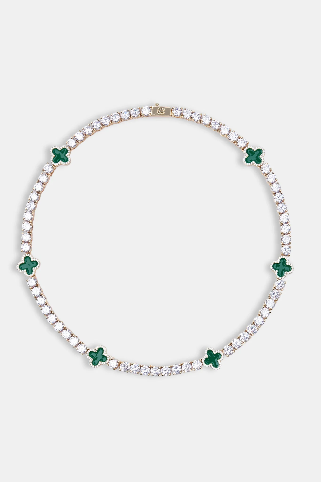 Green Motif Tennis Chain - Gold 5mm - Image 3