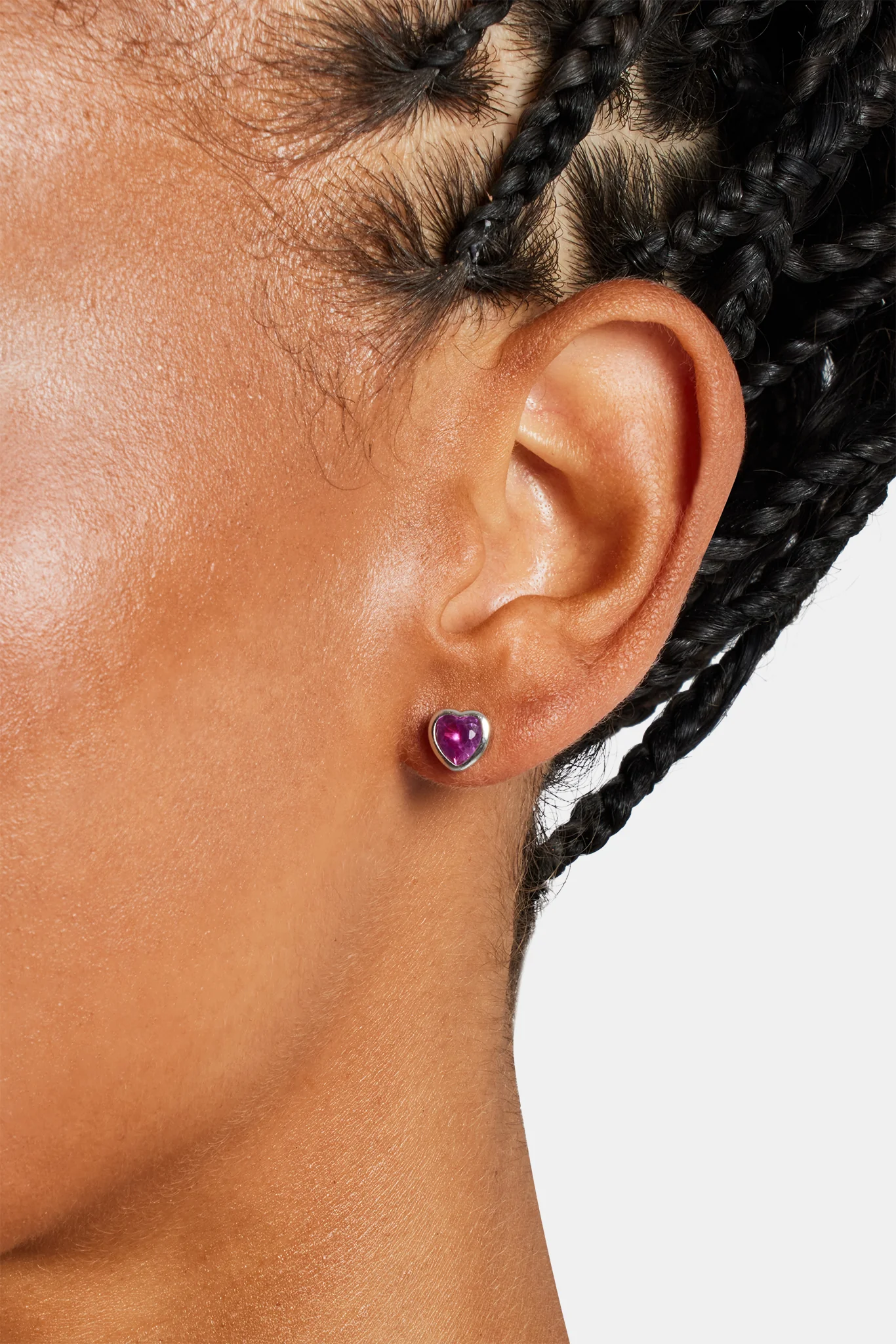 Heart Gemstones Stud Earrings - 5mm - Image 2