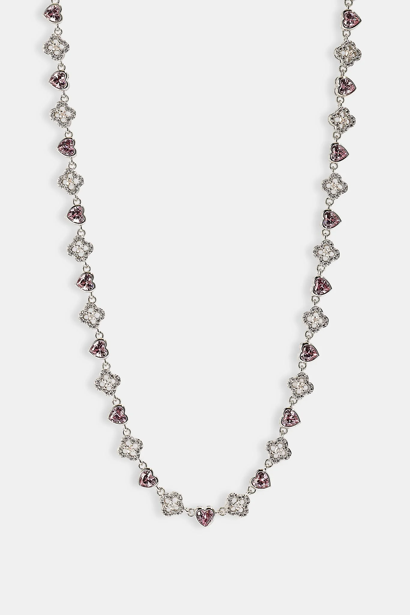 Heart & Iced Motif Gem Chain - 6mm - White - Image 3