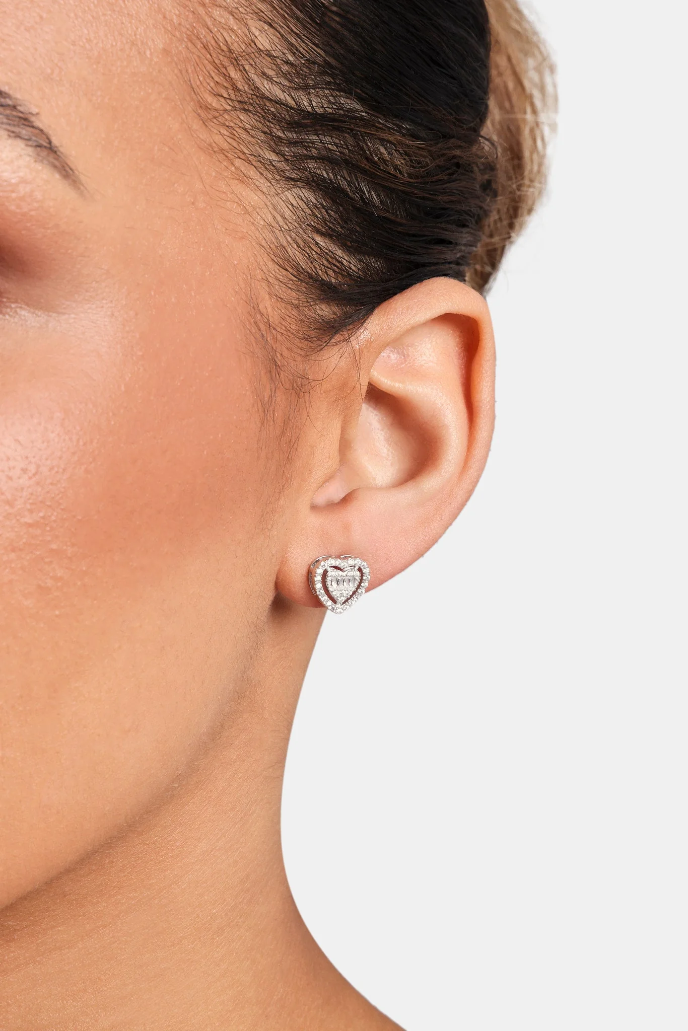 Heart Stud Earrings - White - Image 2