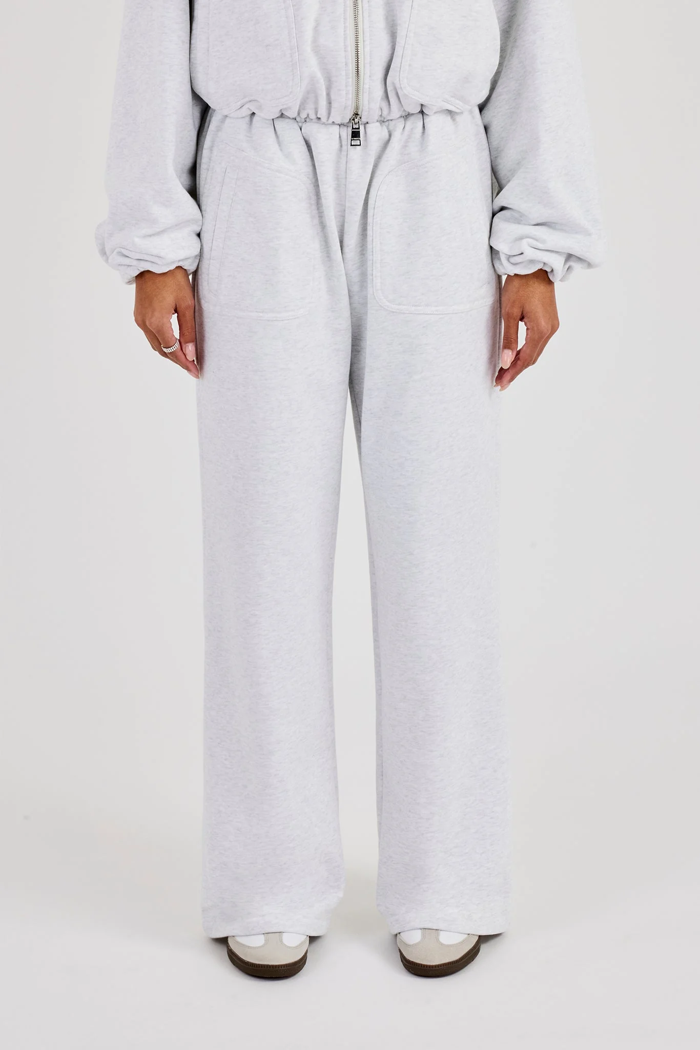 Heavyweight Jersey Wide Leg Jogger - Grey Marl - Image 2