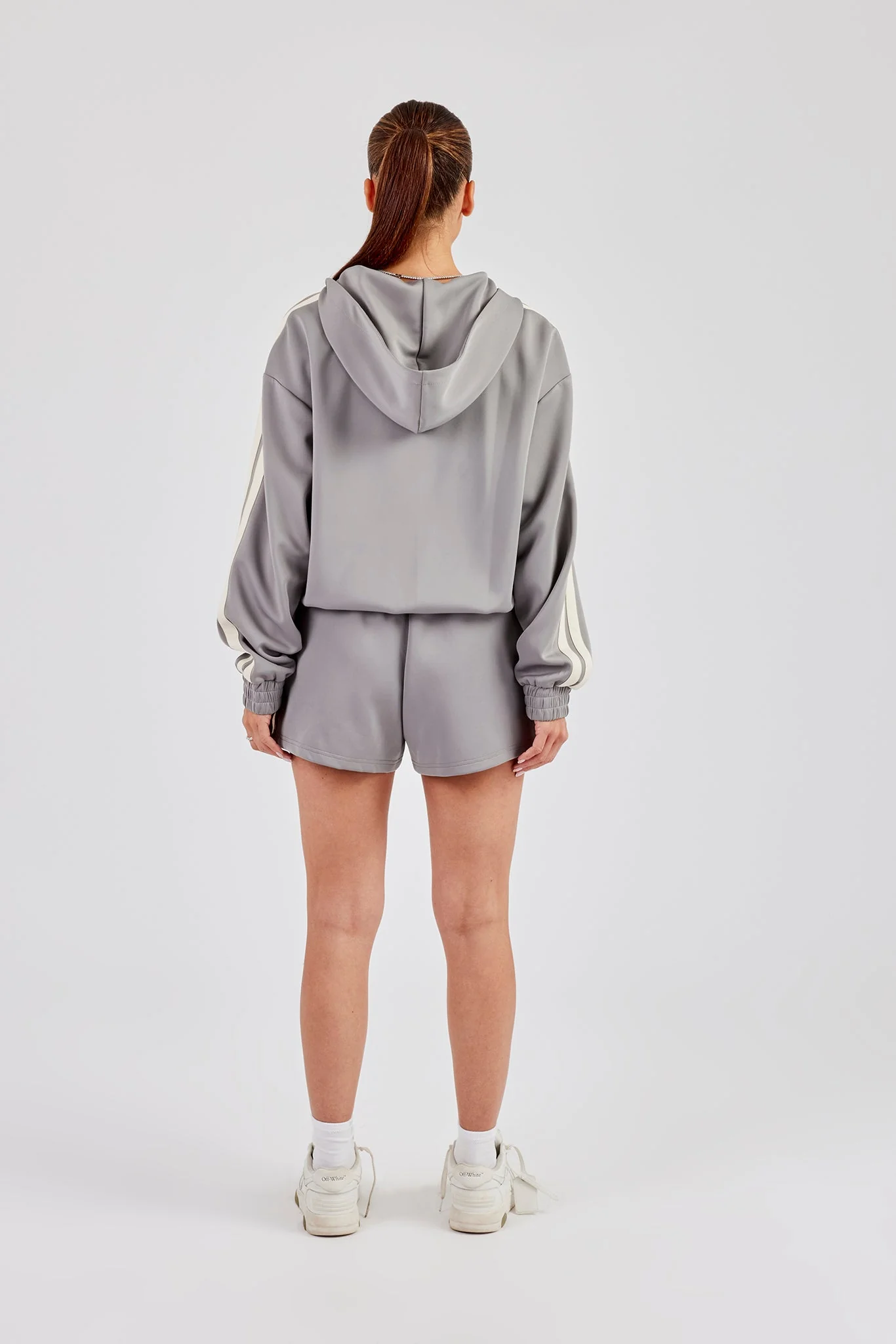 Hooded Taping Jacket & Shorts - Grey - Image 3