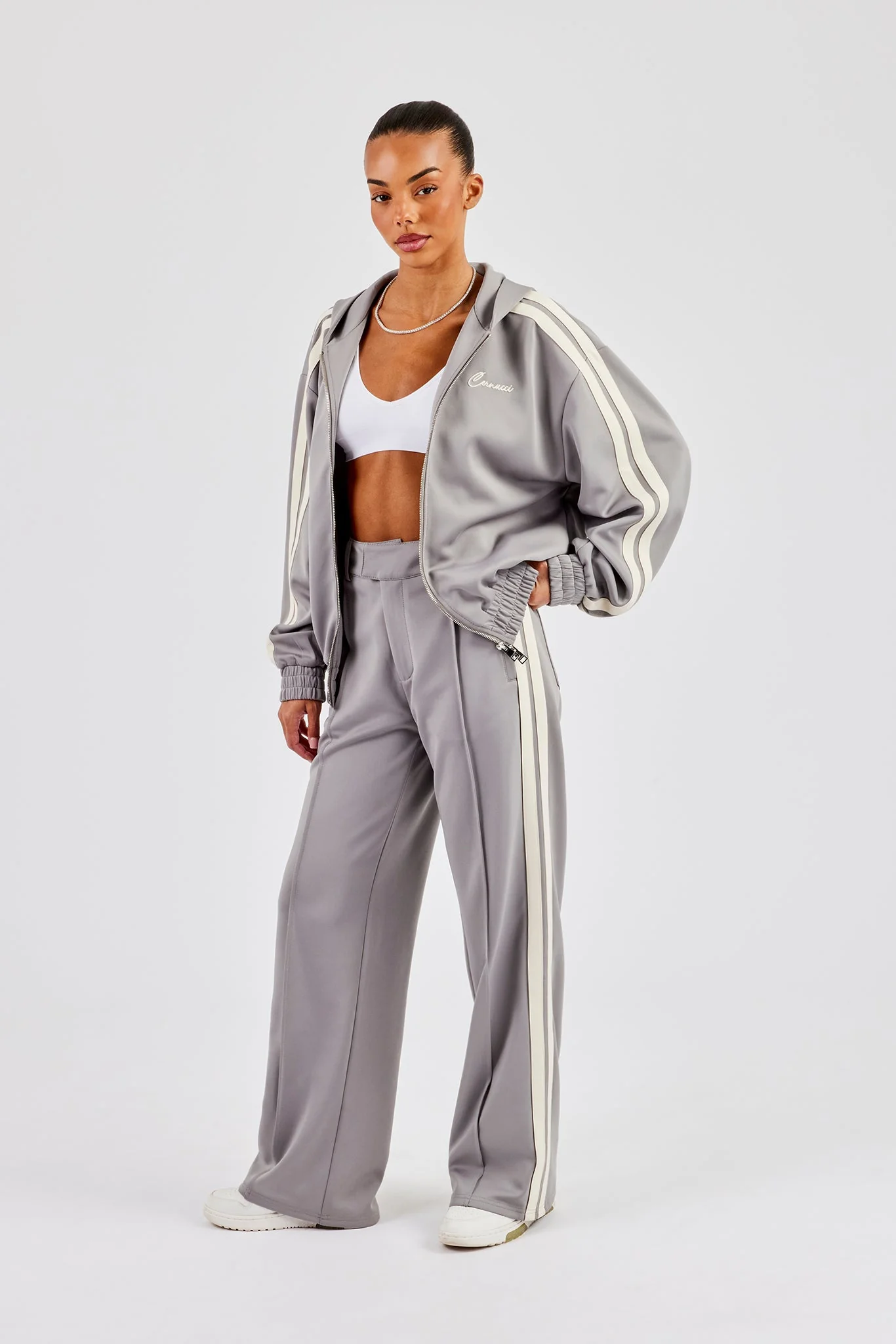 Hooded Taping Jacket & Tailored Trouser - Grey
