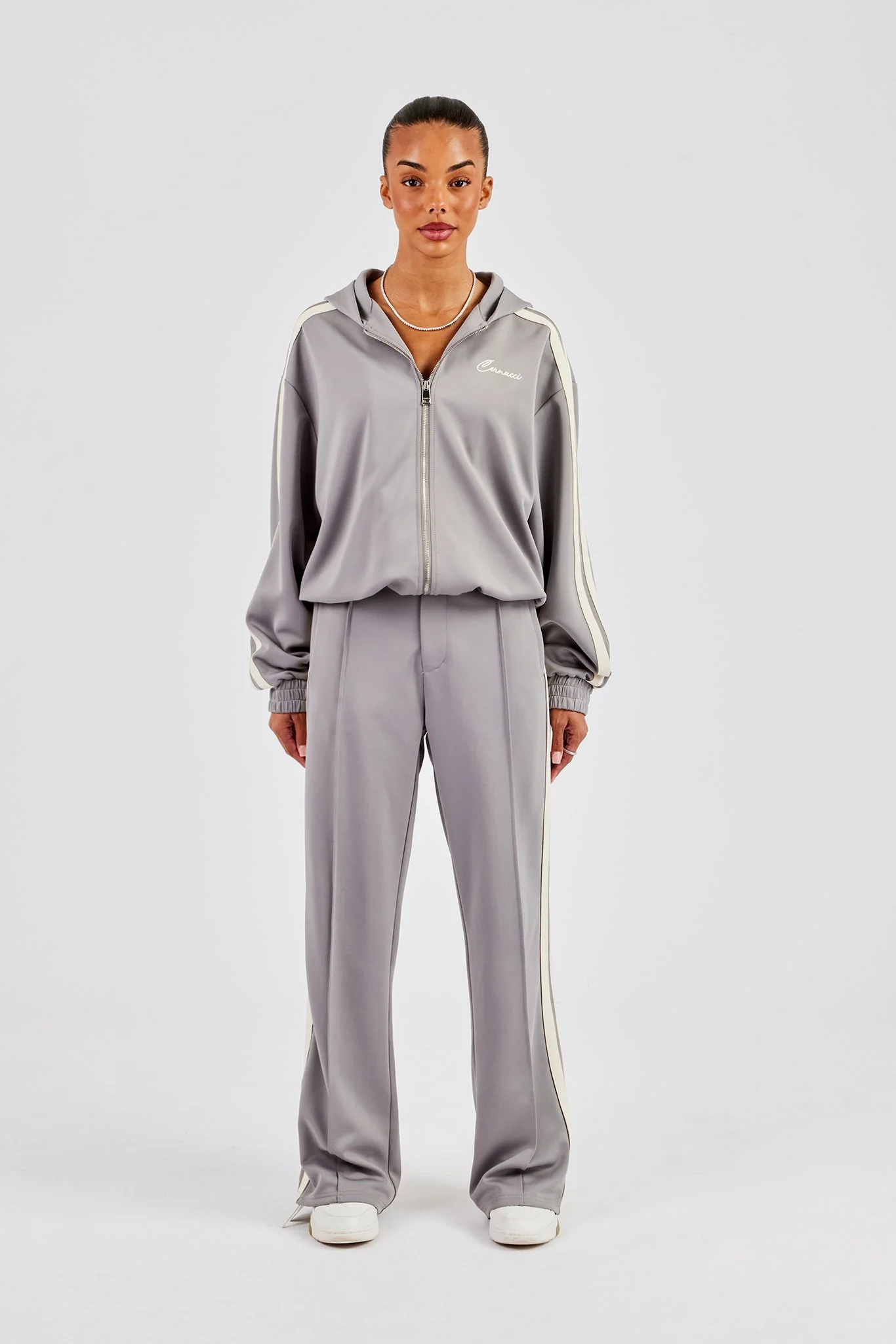 Hooded Taping Jacket & Tailored Trouser - Grey - Image 4