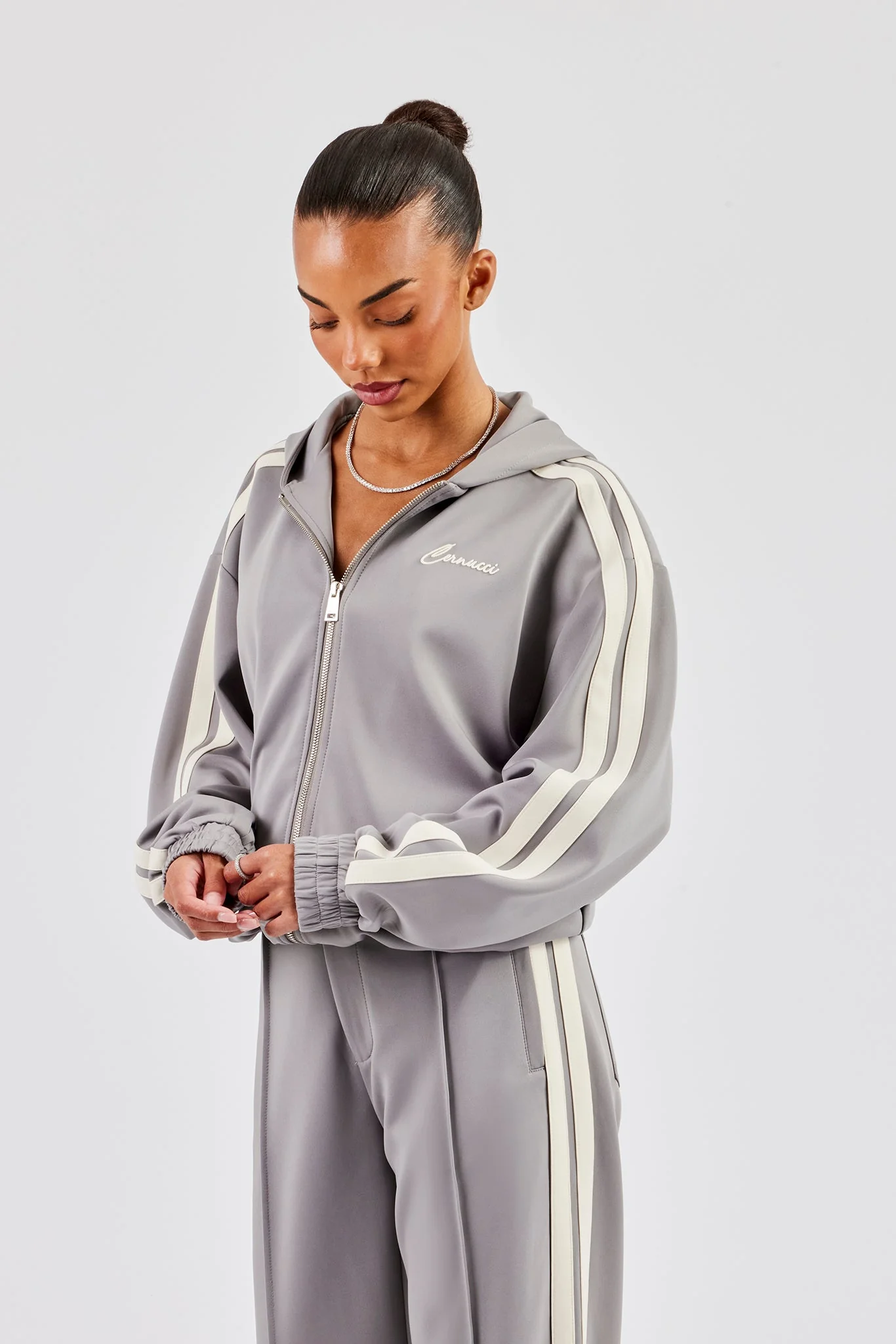 Hooded Taping Jacket & Tailored Trouser - Grey - Image 5