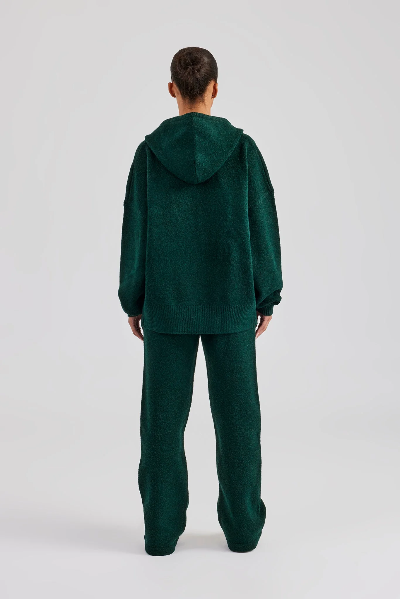 Hooded Zip Through Knitted Tracksuit - Bottle Green - Image 4