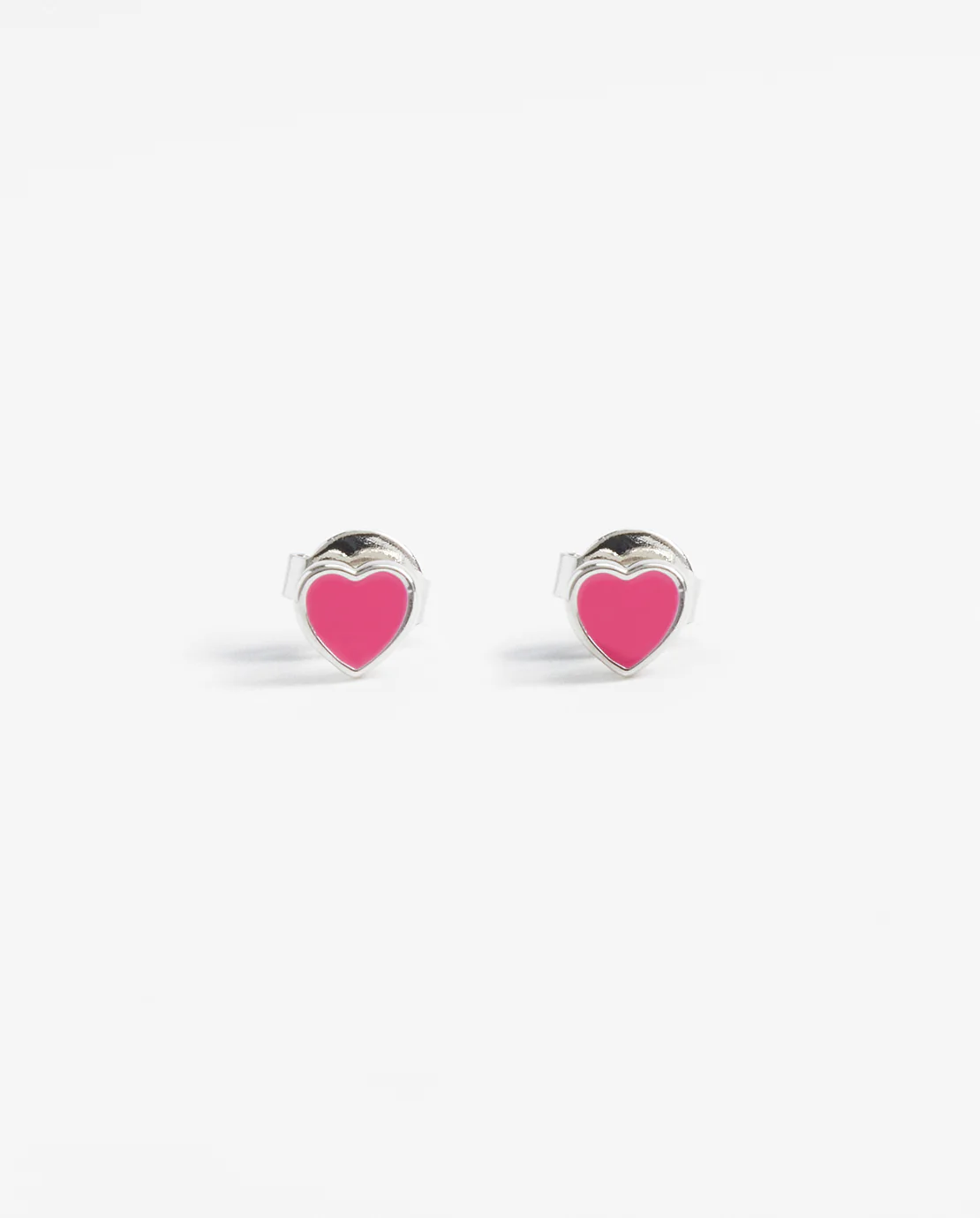 Hot Pink Heart Enamel Stud Earrings