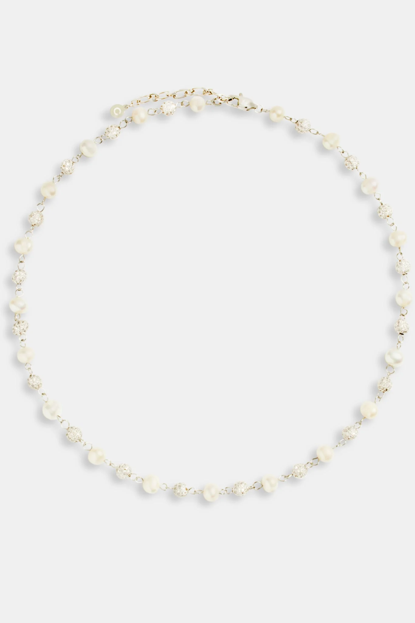Ice CZ Ball & Freshwater Pearl Necklace - Image 3