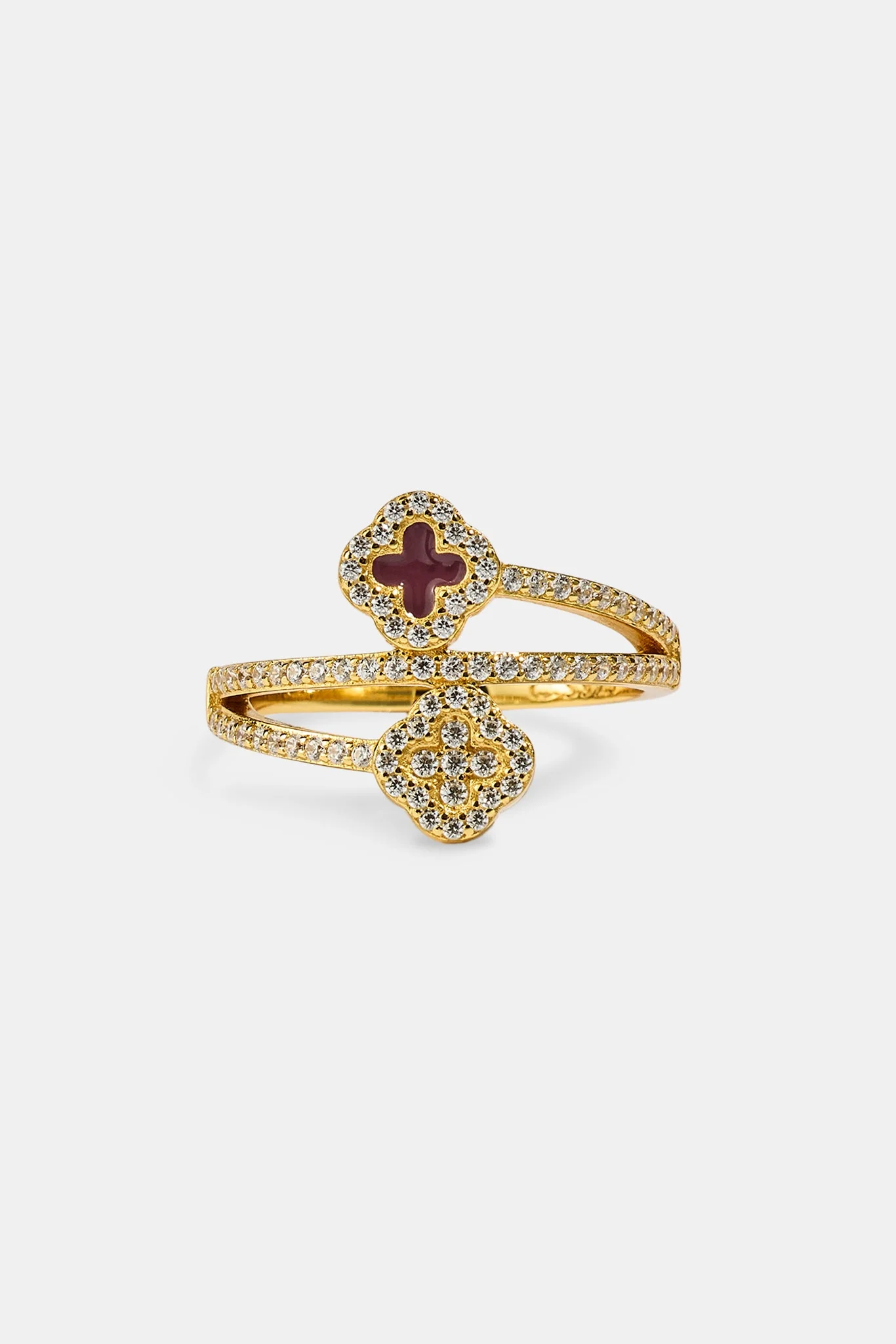 Iced and Burgundy Enamel Motif Twist Ring - 15mm - Image 3