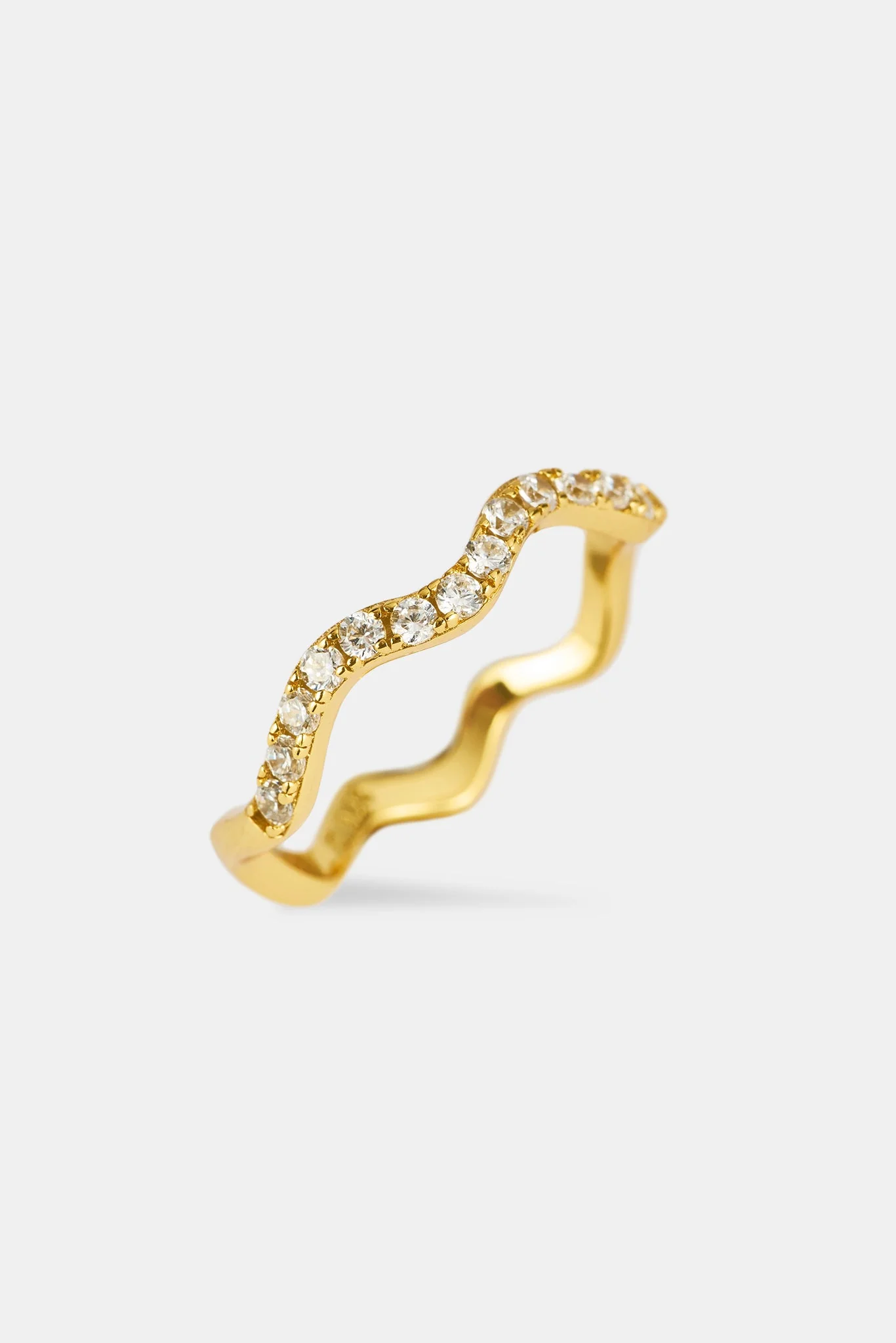 Iced Asymmetric Tennis Ring - 2mm - Gold - Image 2