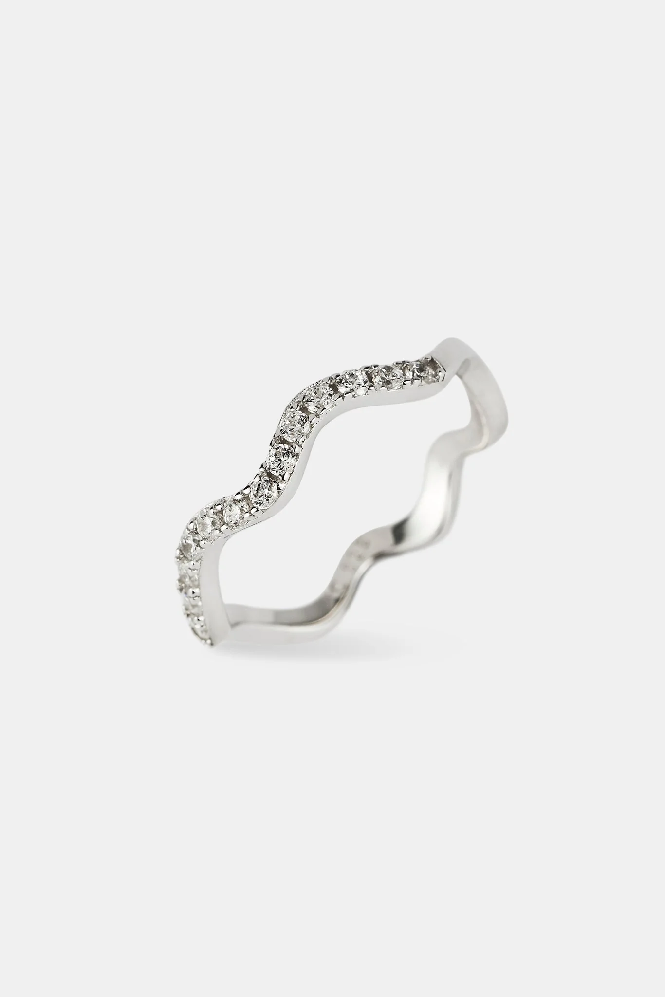 Iced Asymmetric Tennis Ring - 2mm - White Gold - Image 2