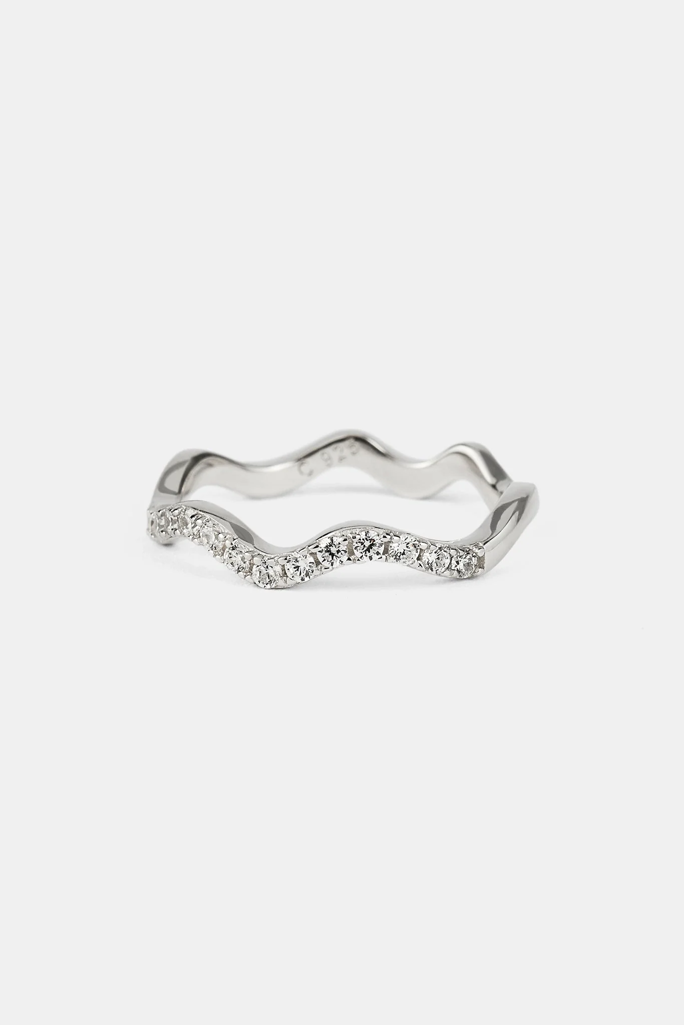 Iced Asymmetric Tennis Ring - 2mm - White Gold - Image 3