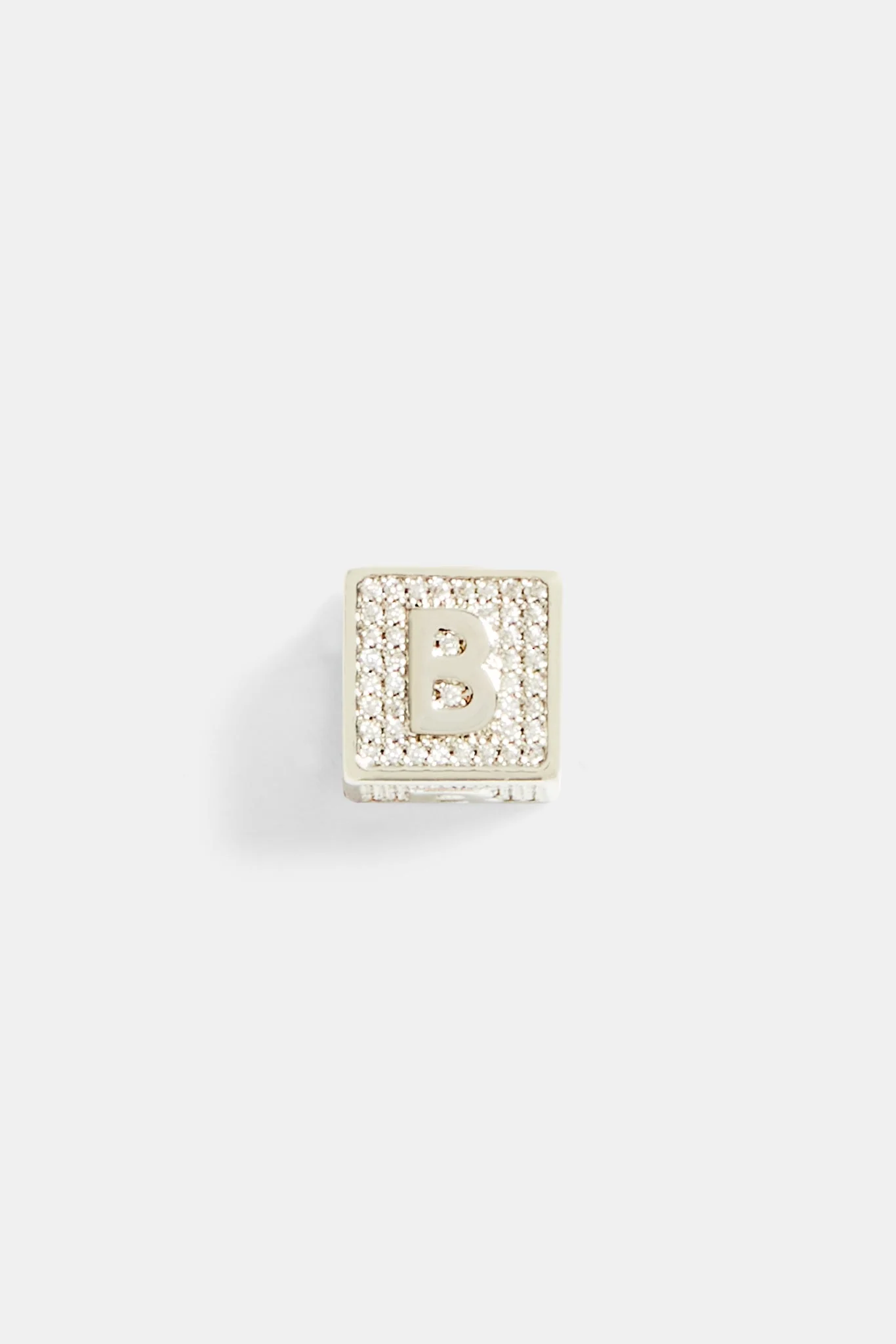Iced B Letter Block Pendant - Image 2