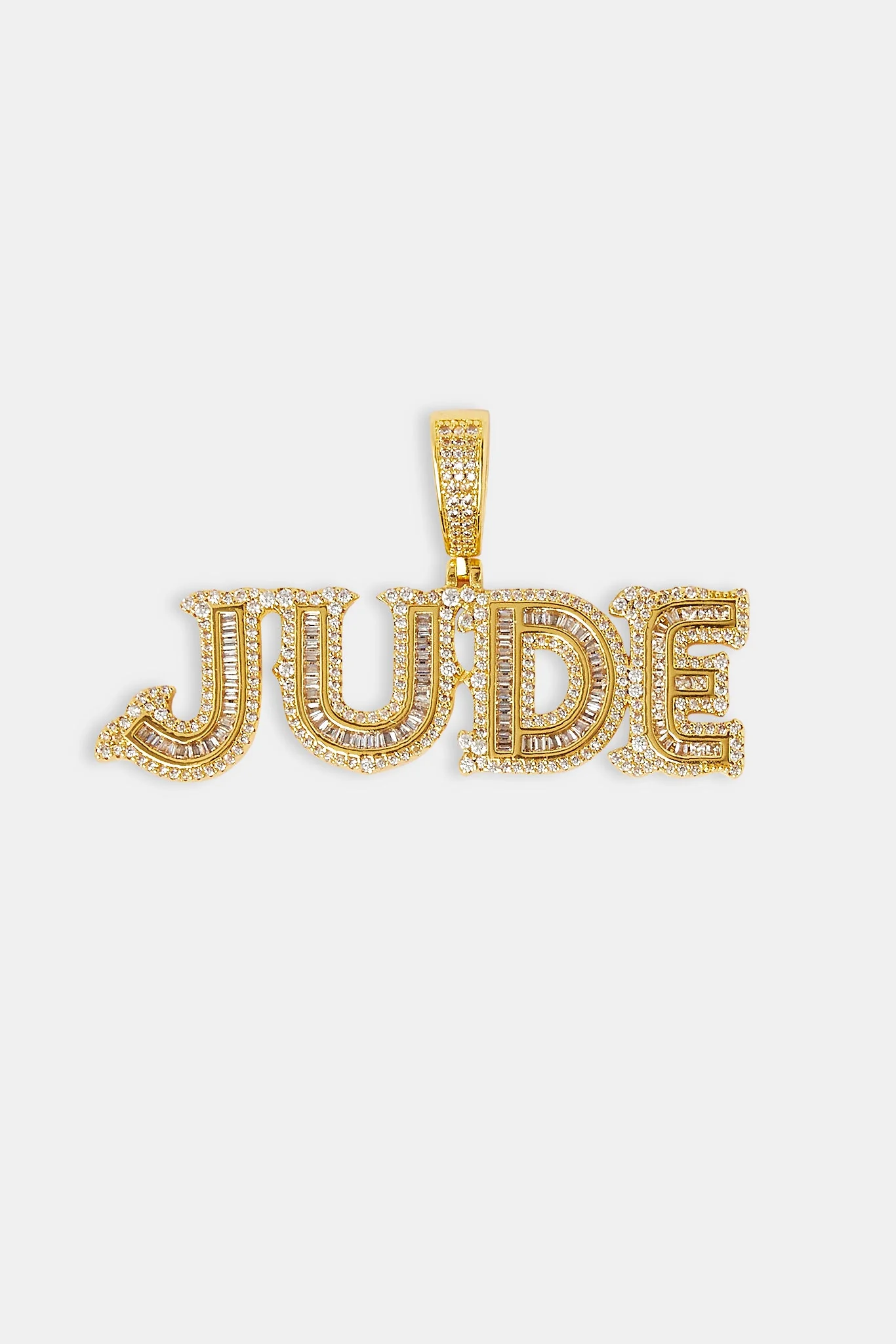 Iced Baguette Centre Letter Pendant - 22mm - Gold - Image 2