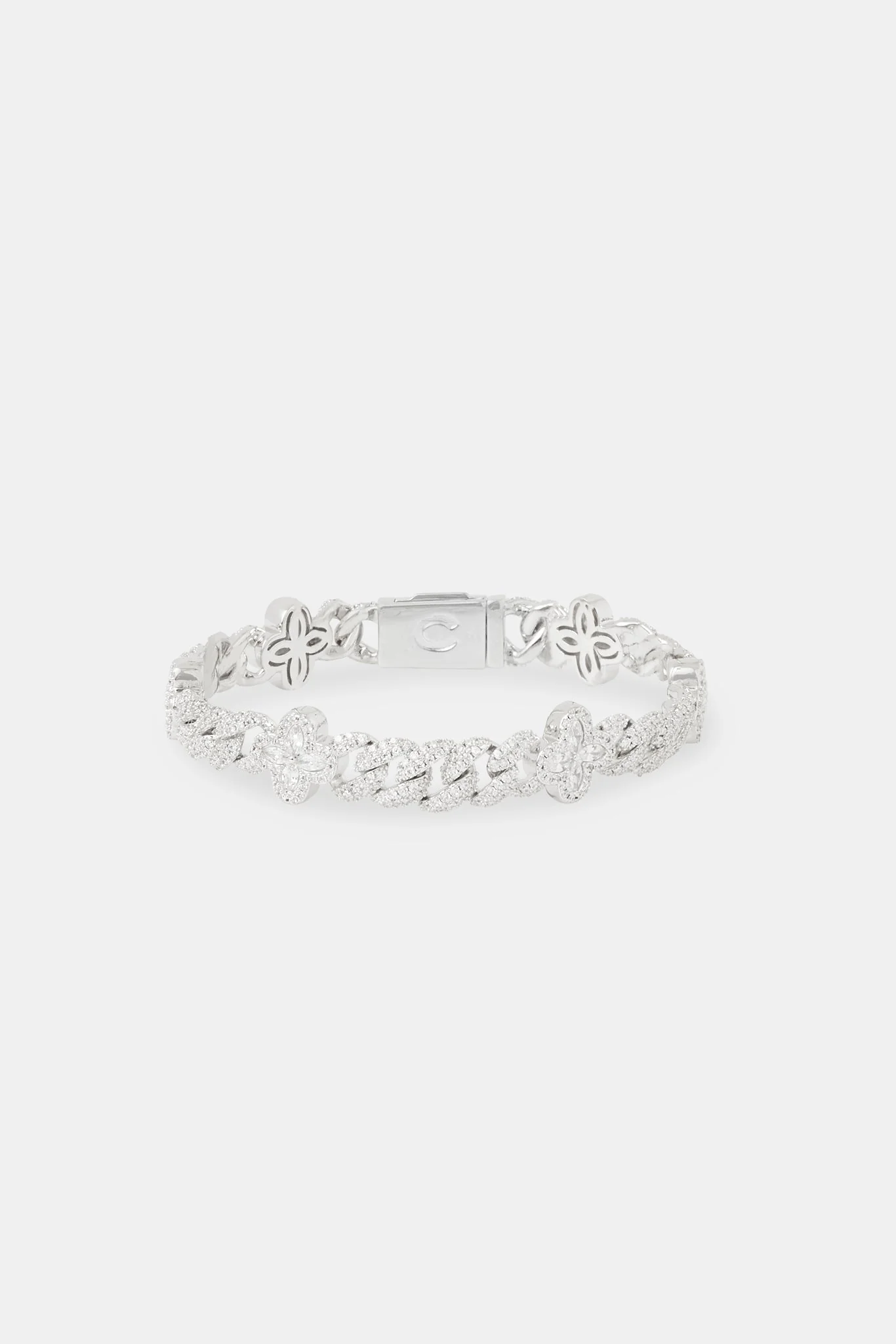 Iced Baguette Motif Cuban Bracelet - 8mm - Image 2