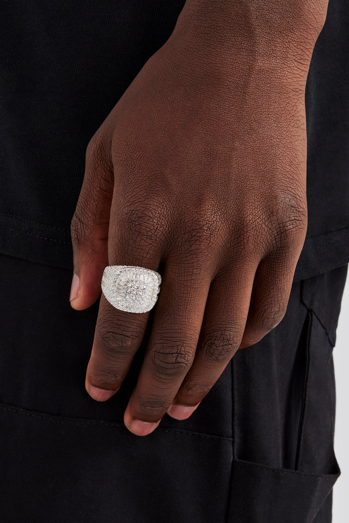 Iced Baguette Signet Ring - 20mm - Image 2