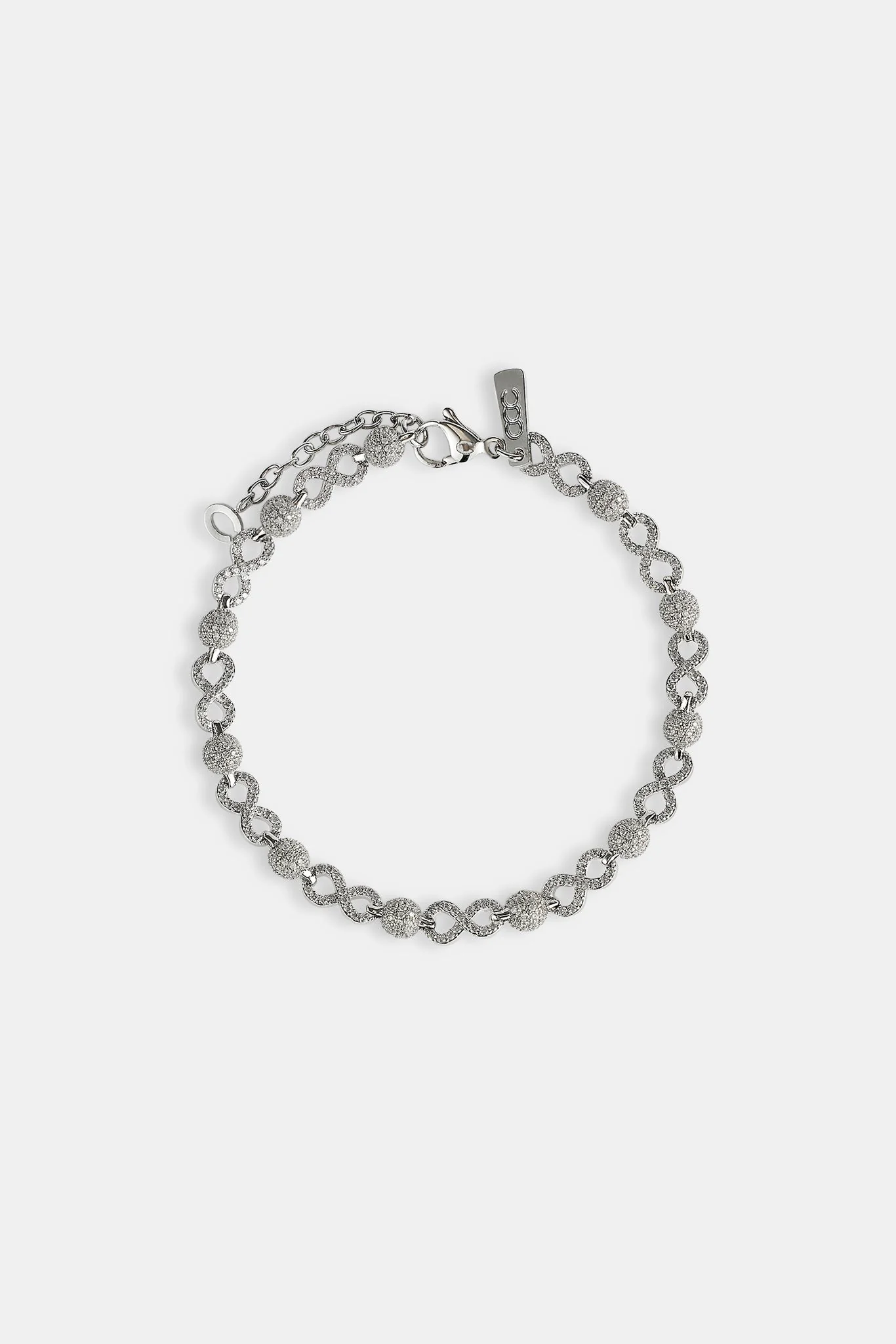 Iced Ball & Infinity Link Bracelet - 6mm - Image 3