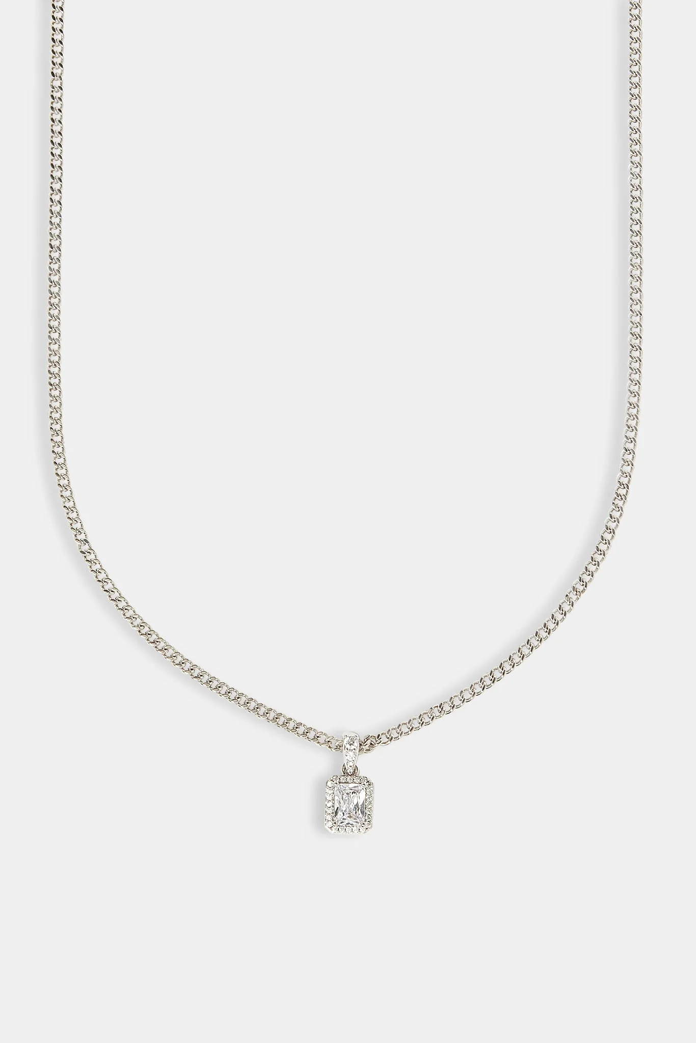 Iced Bezel Pendant Necklace - 10mm - Image 2