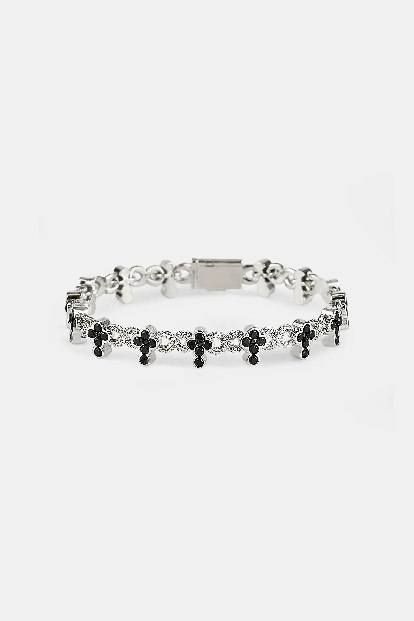 Iced Black Cross Infinity Link Bracelet - 10mm - Image 3