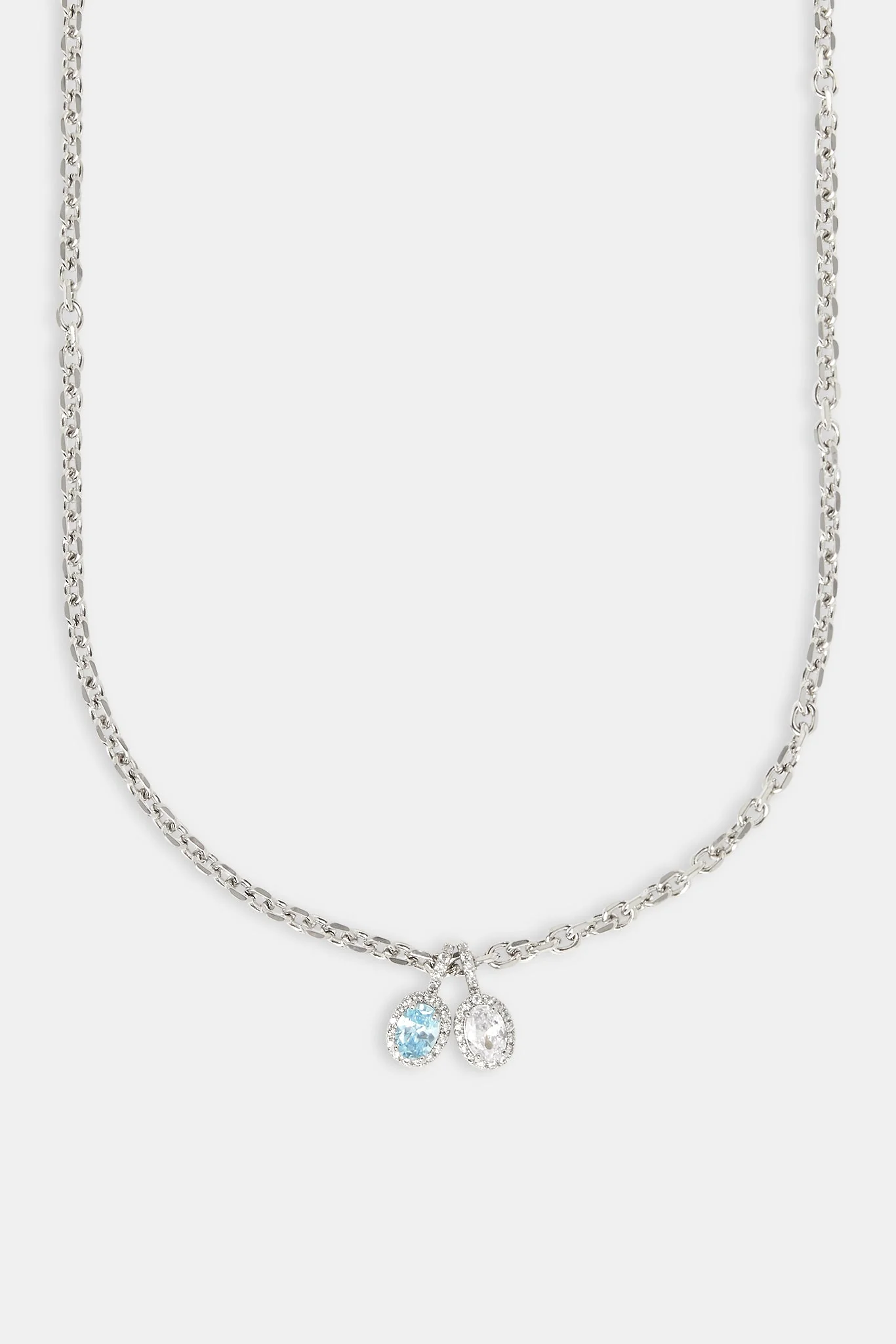 Iced Blue & Clear Double Gemstone Necklace - 10mm - Image 2