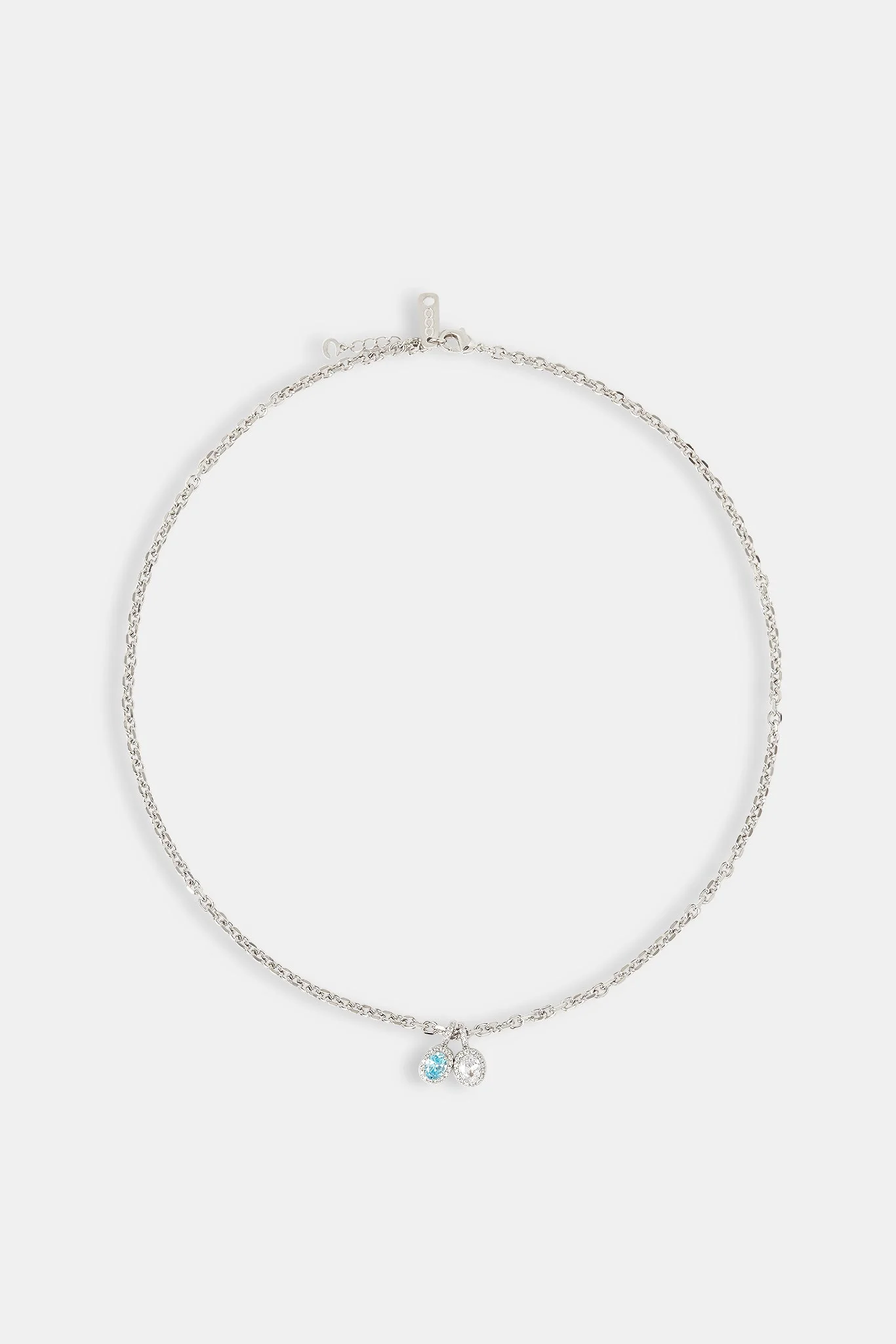 Iced Blue & Clear Double Gemstone Necklace - 10mm - Image 4