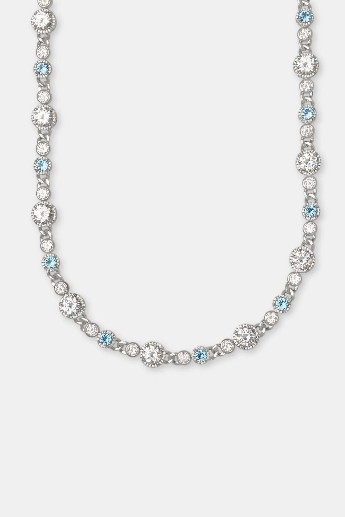 Iced Blue & Clear Stone Cuban Chain - 10mm - Image 2