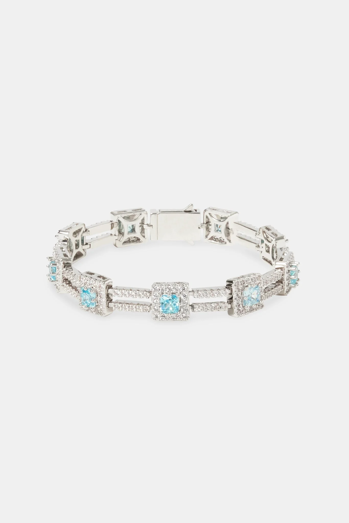 Iced Blue Double Row Tennis Bracelet - 10mm - Image 2